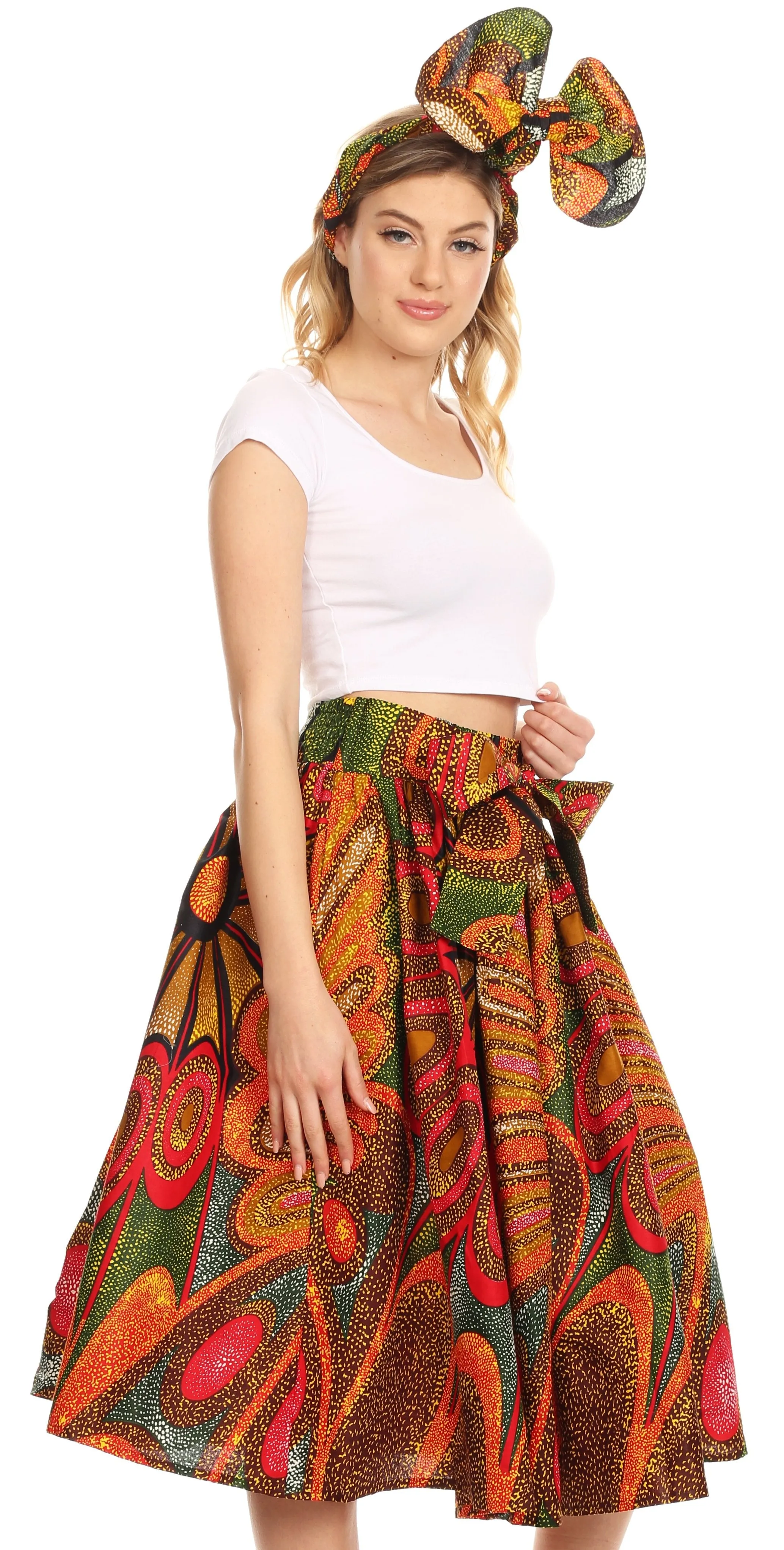 Sakkas African Dutch Ankara Wax Print Full Circle Skirt