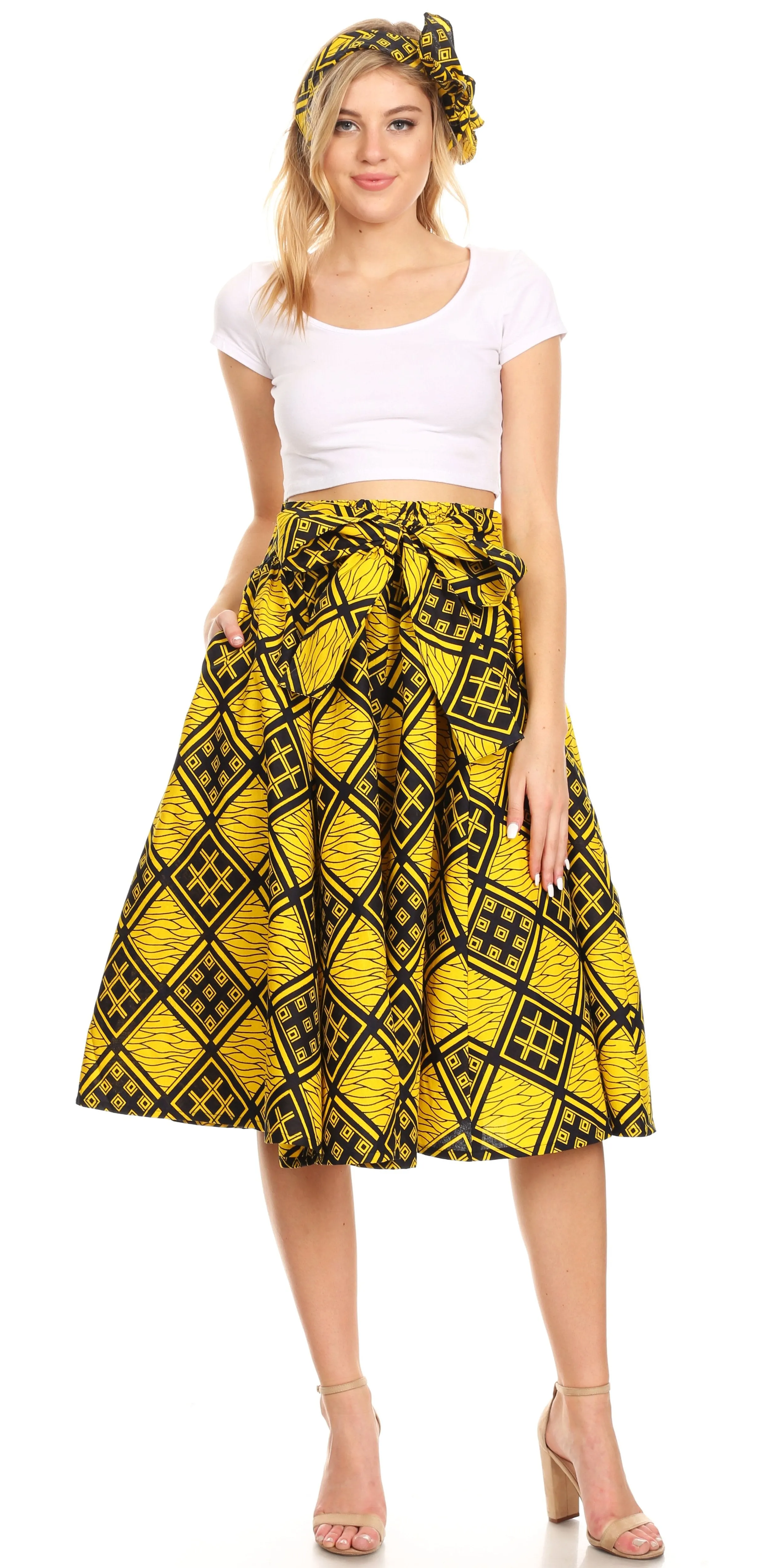 Sakkas African Dutch Ankara Wax Print Full Circle Skirt