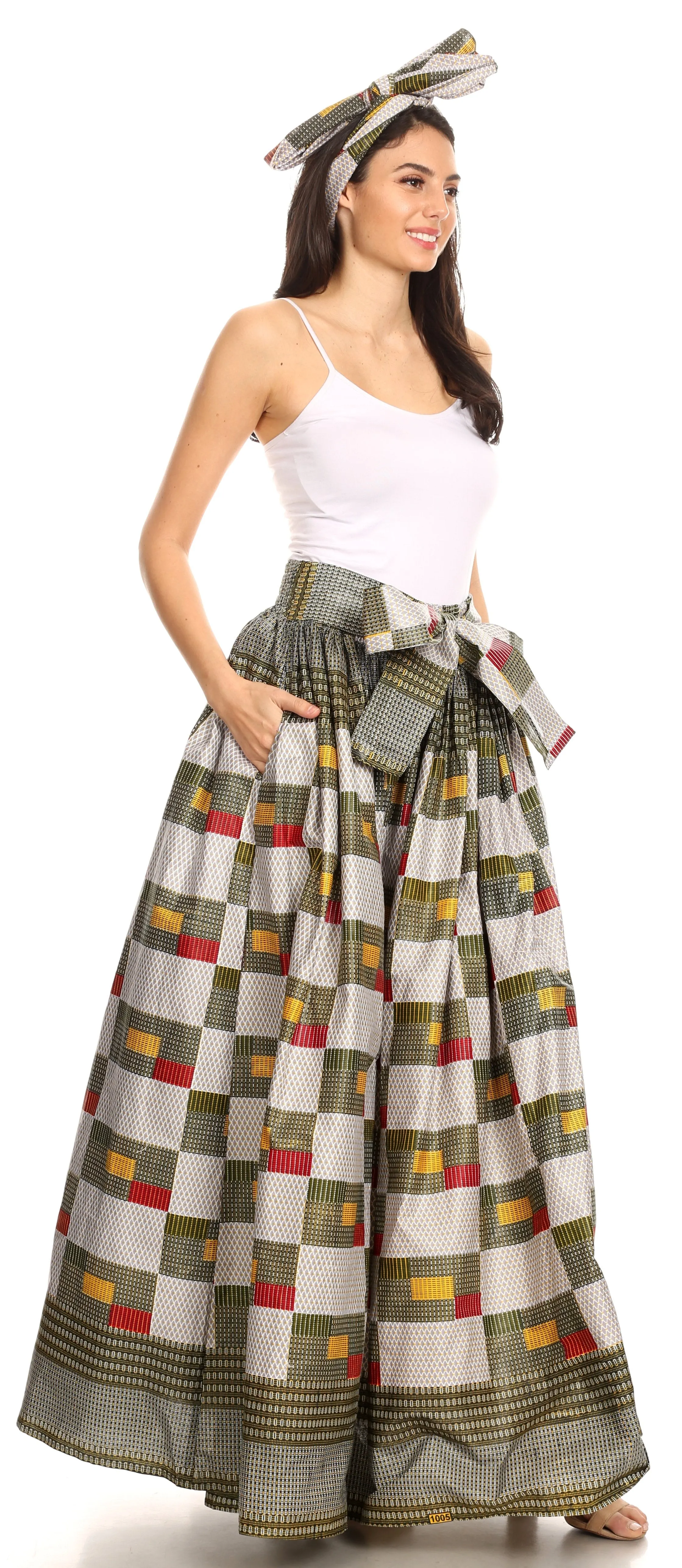 Sakkas African Dutch Ankara Wax Print Full Circle Skirt