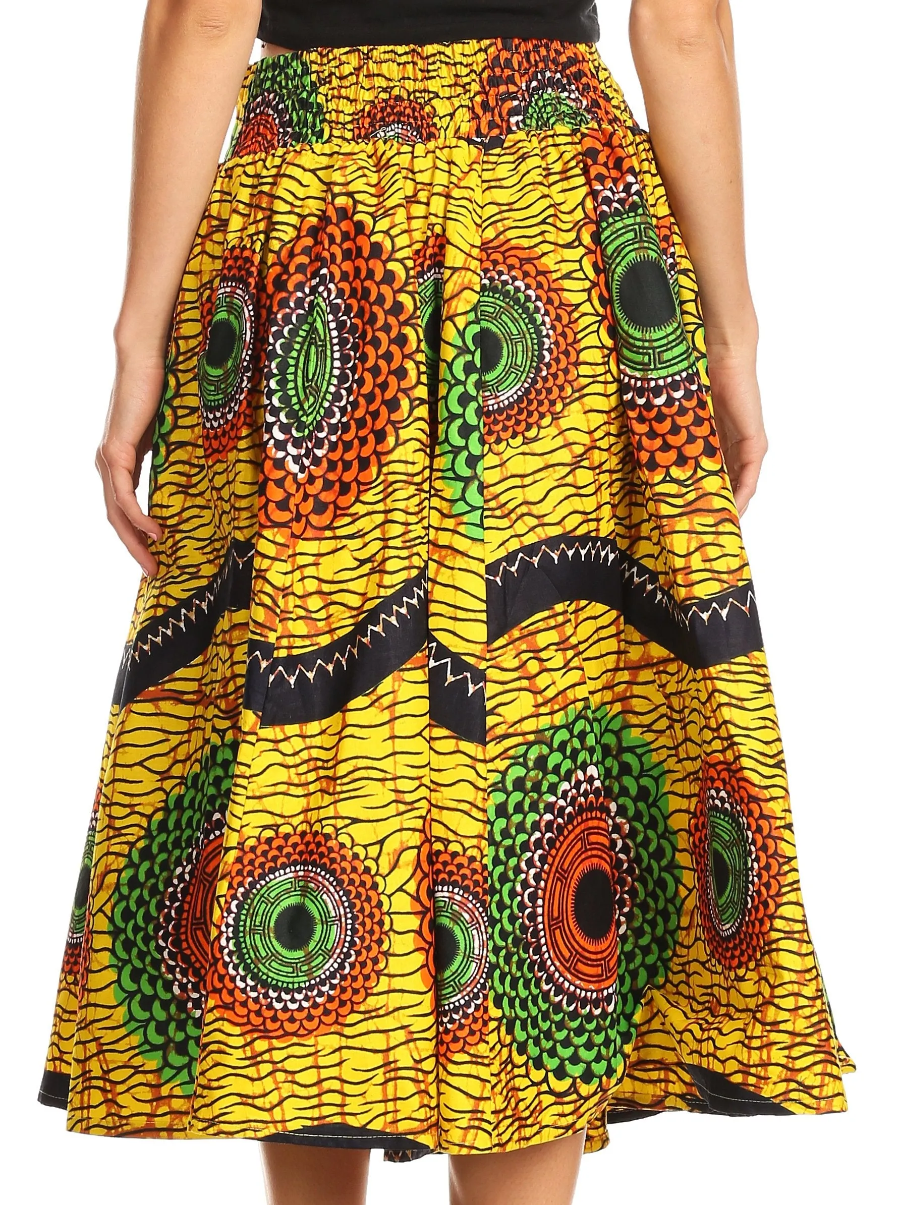 Sakkas African Dutch Ankara Wax Print Full Circle Skirt