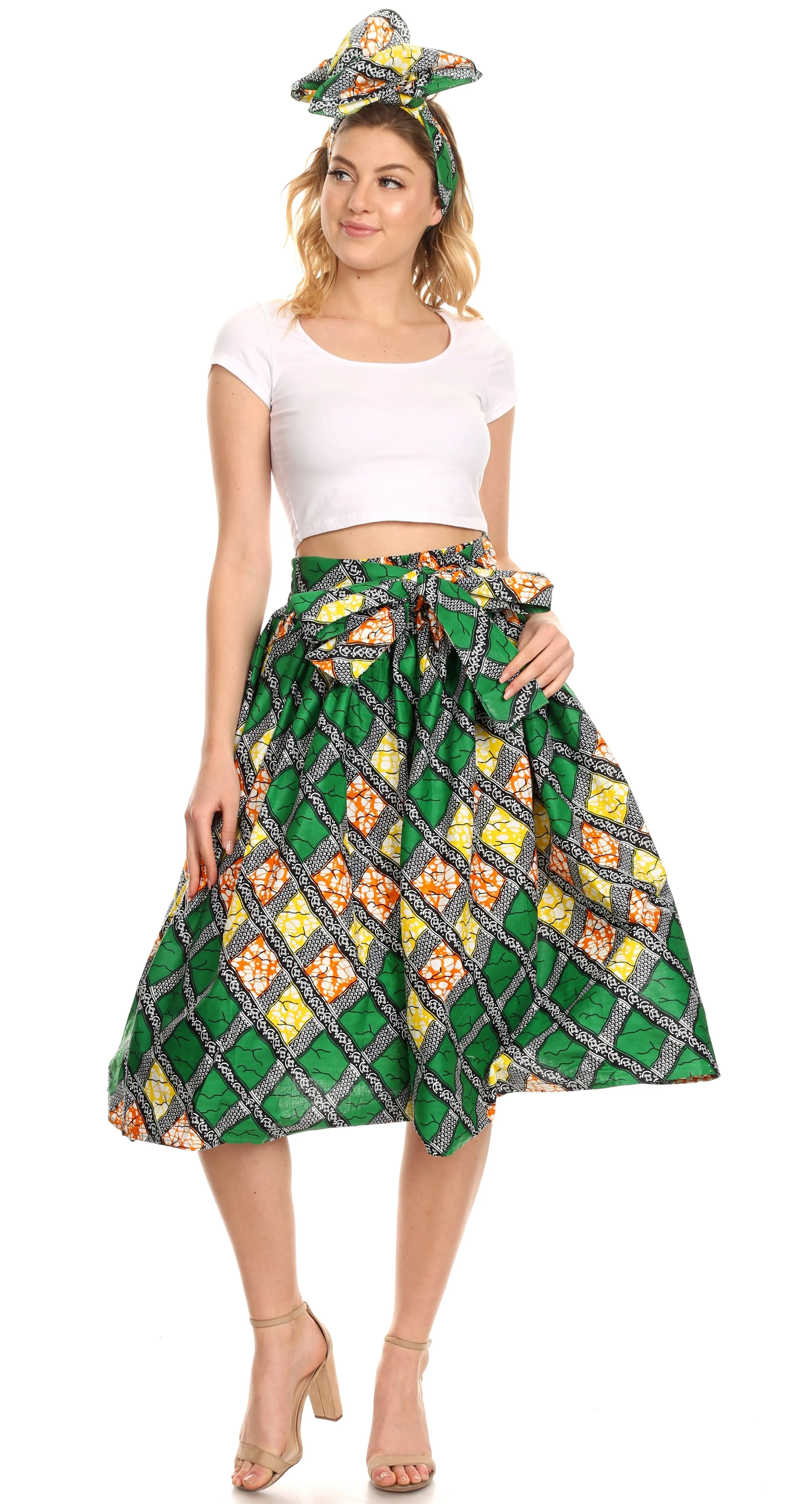 Sakkas African Dutch Ankara Wax Print Full Circle Skirt