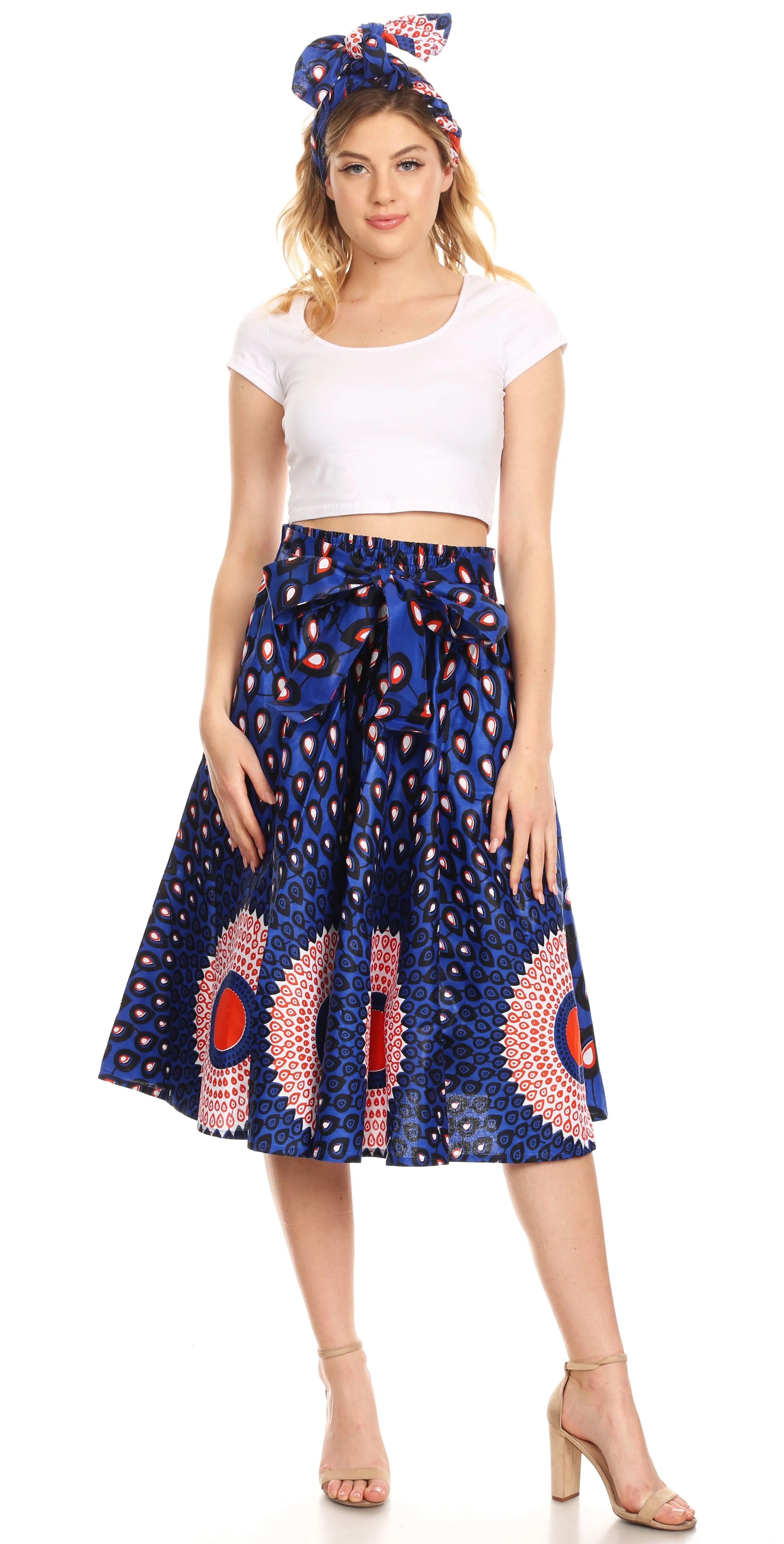 Sakkas African Dutch Ankara Wax Print Full Circle Skirt