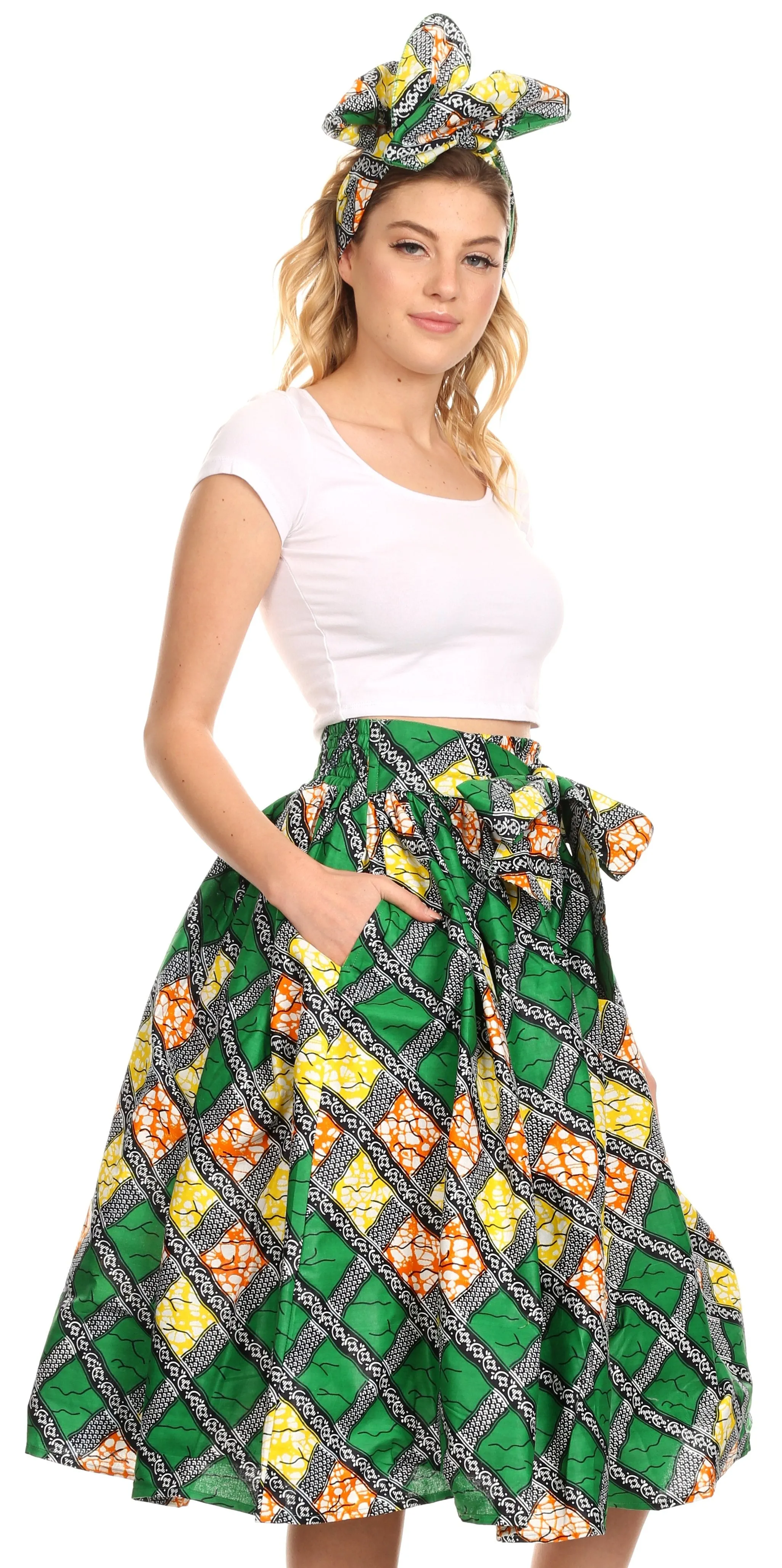 Sakkas African Dutch Ankara Wax Print Full Circle Skirt