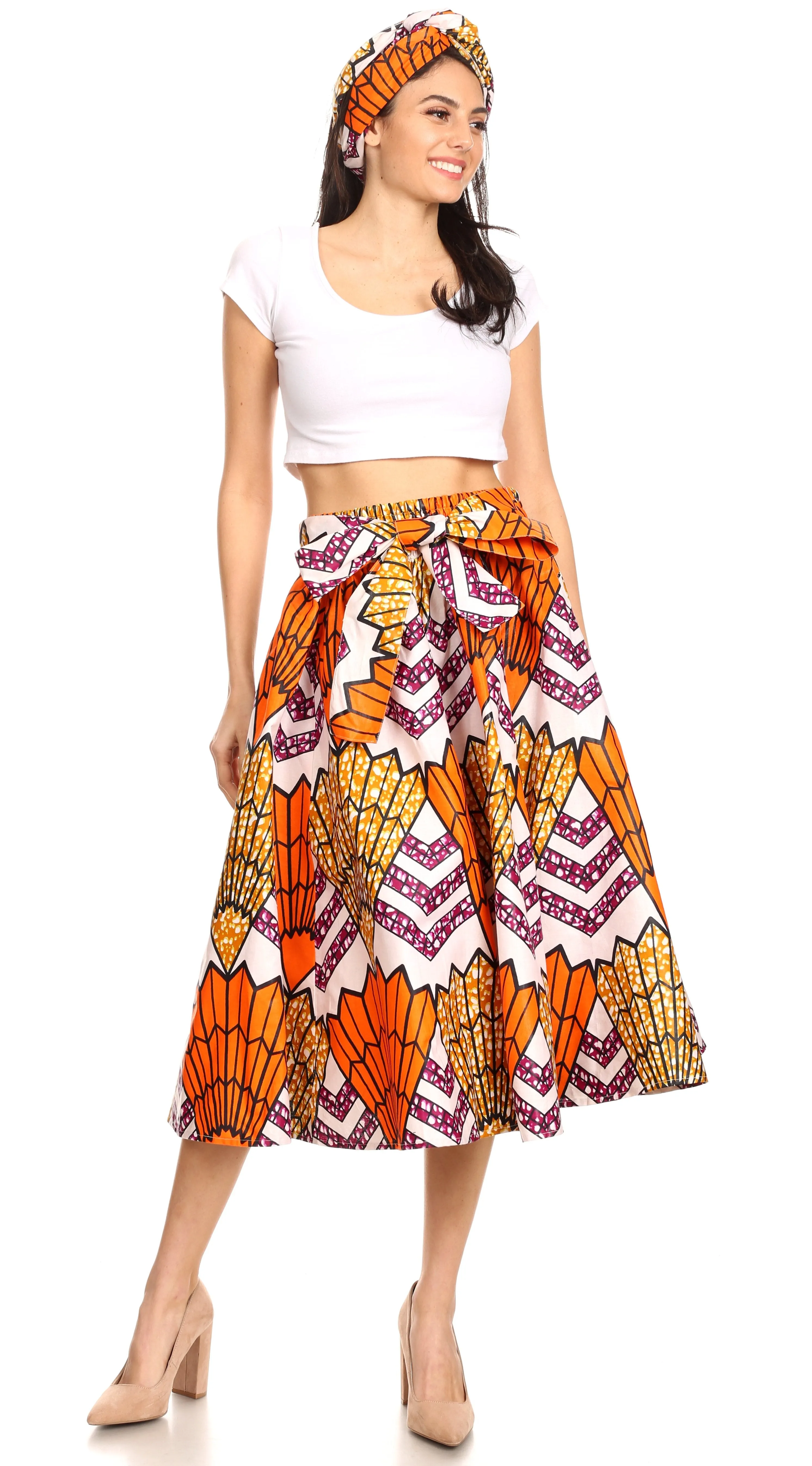 Sakkas African Dutch Ankara Wax Print Full Circle Skirt