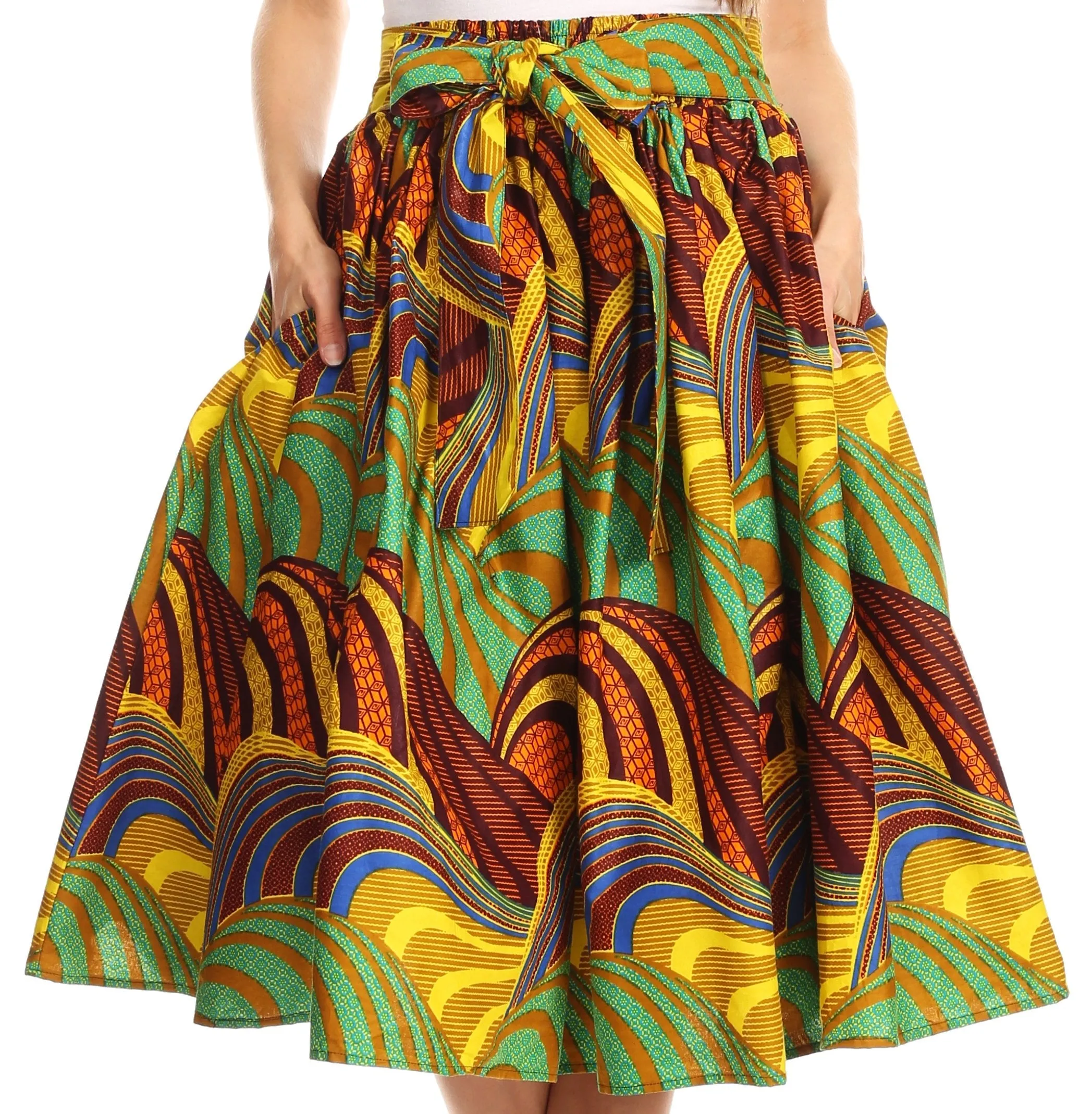 Sakkas African Dutch Ankara Wax Print Full Circle Skirt