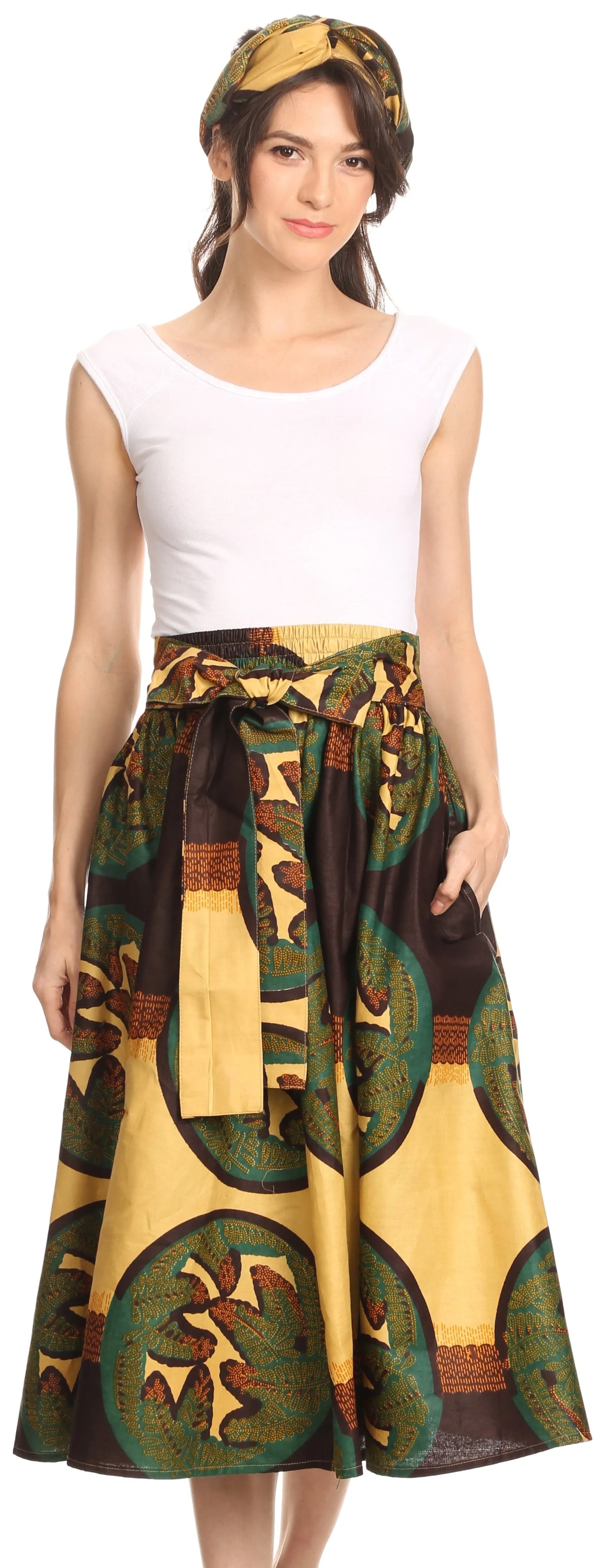 Sakkas African Dutch Ankara Wax Print Full Circle Skirt