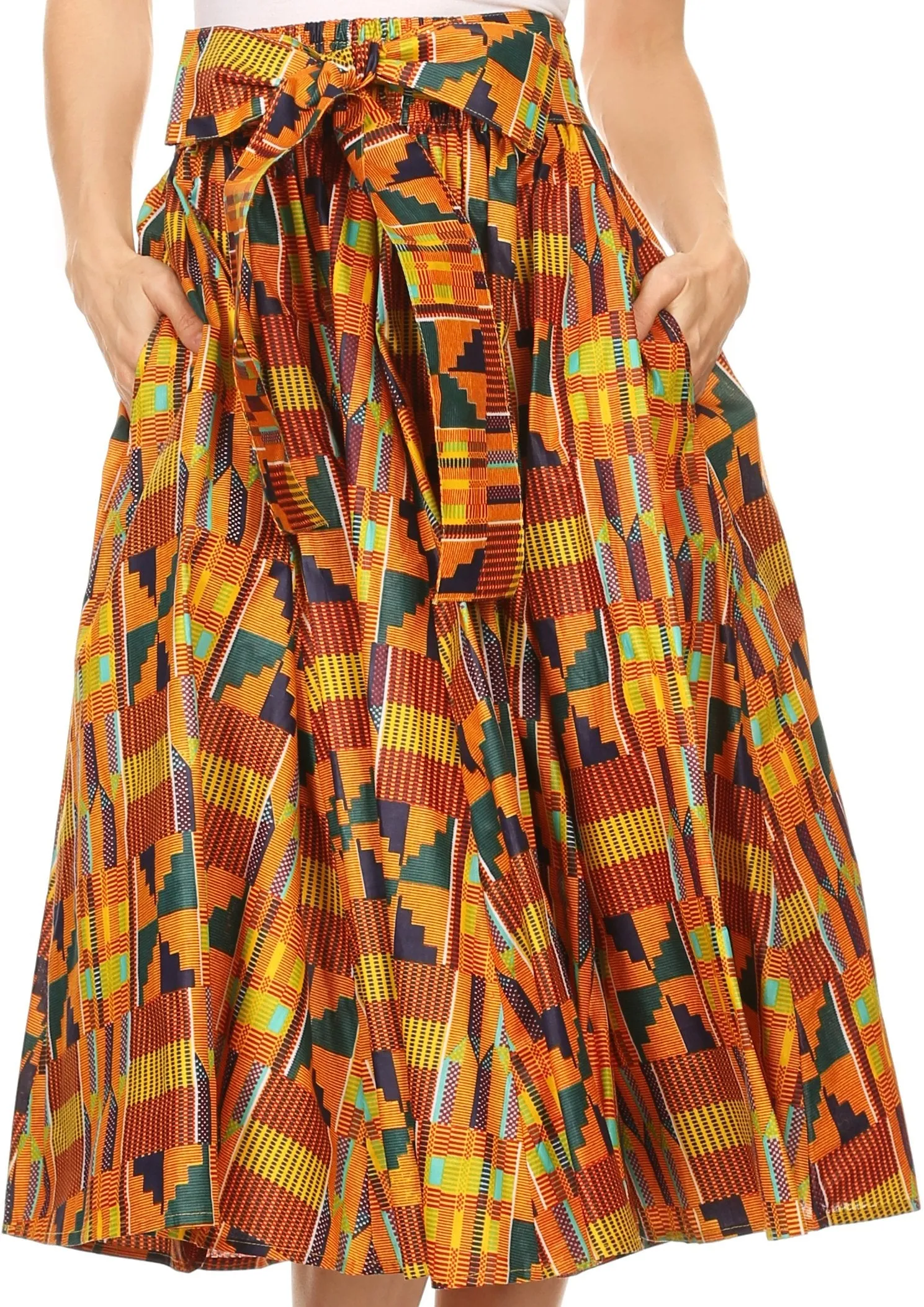 Sakkas African Dutch Ankara Wax Print Full Circle Skirt