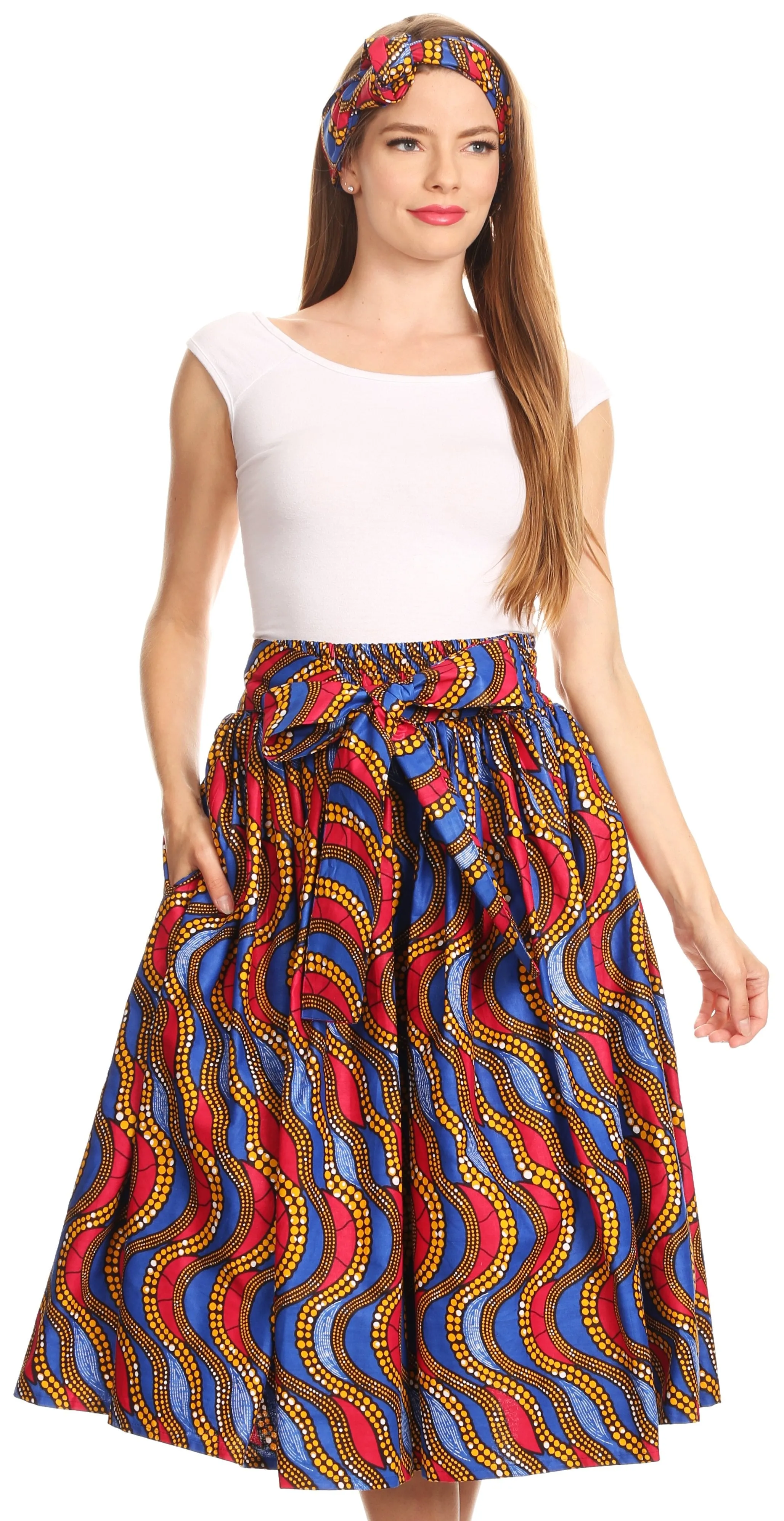 Sakkas African Dutch Ankara Wax Print Full Circle Skirt