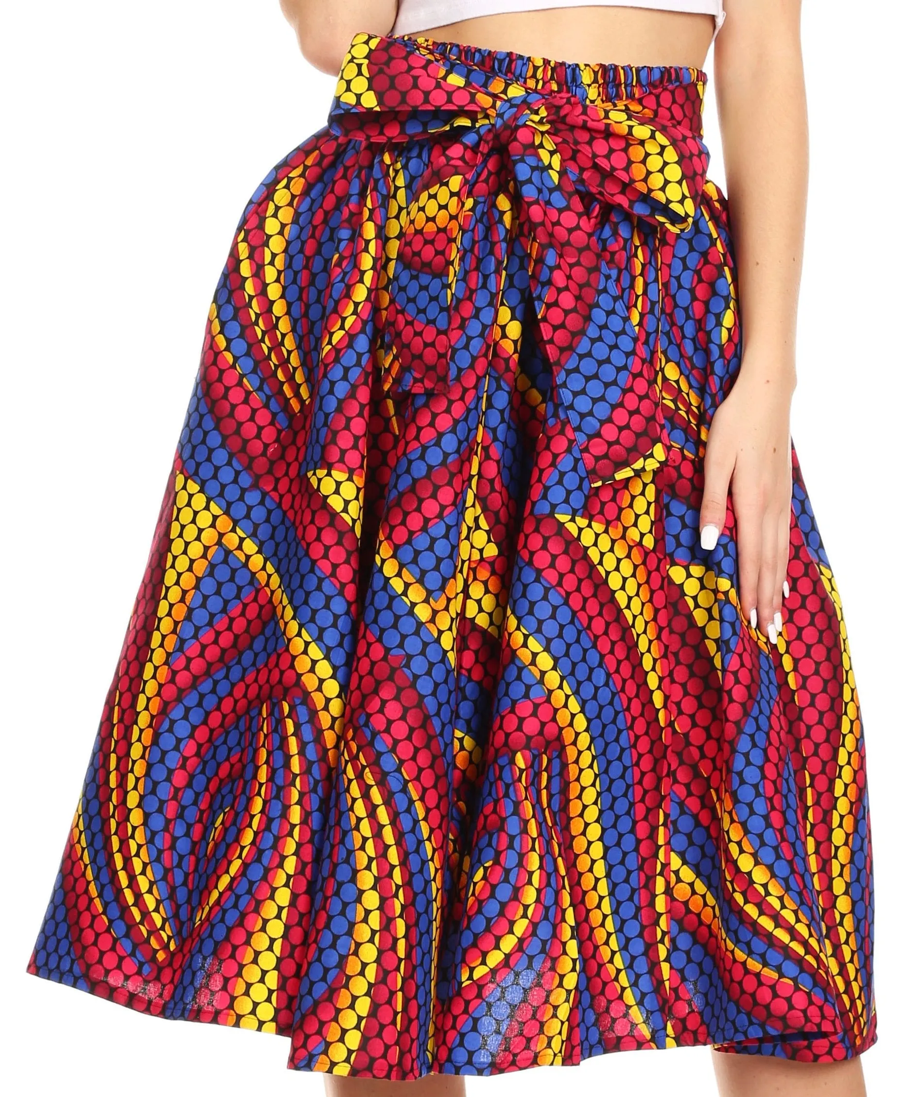 Sakkas African Dutch Ankara Wax Print Full Circle Skirt