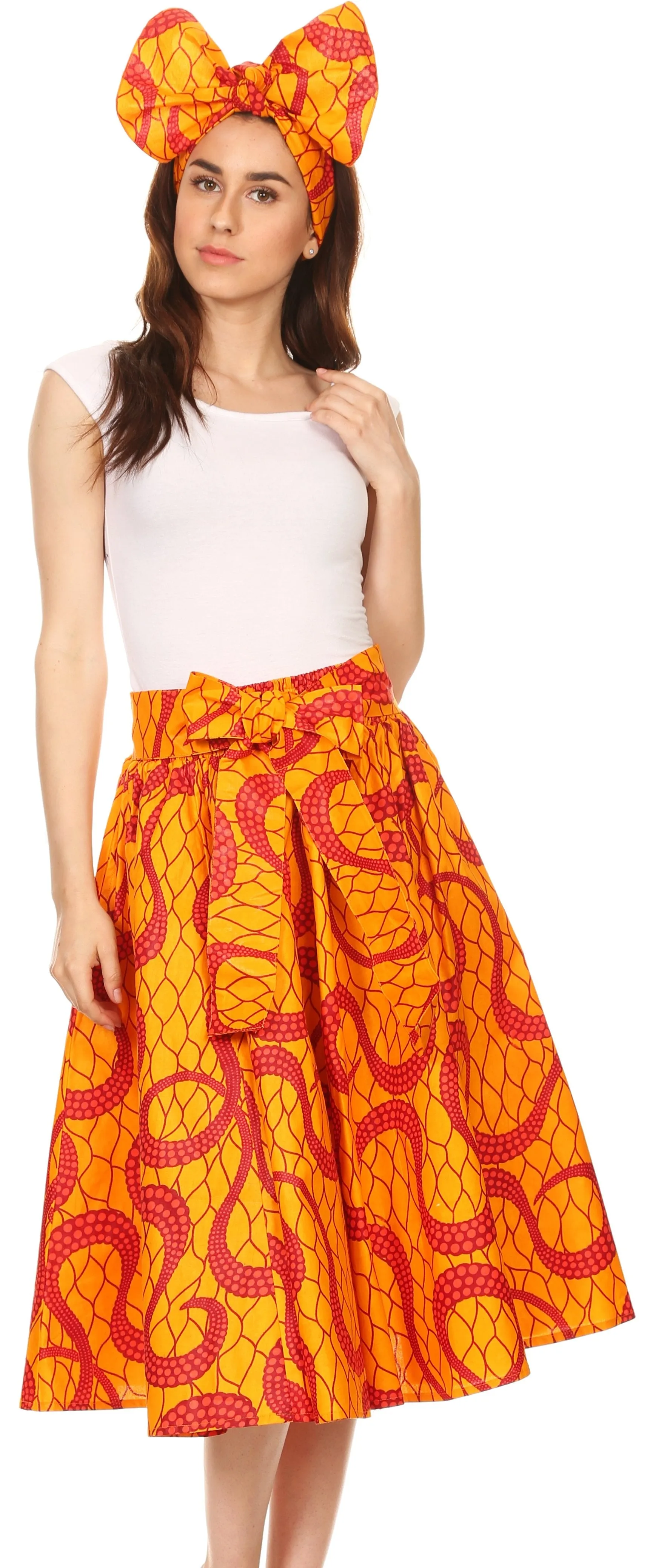 Sakkas African Dutch Ankara Wax Print Full Circle Skirt