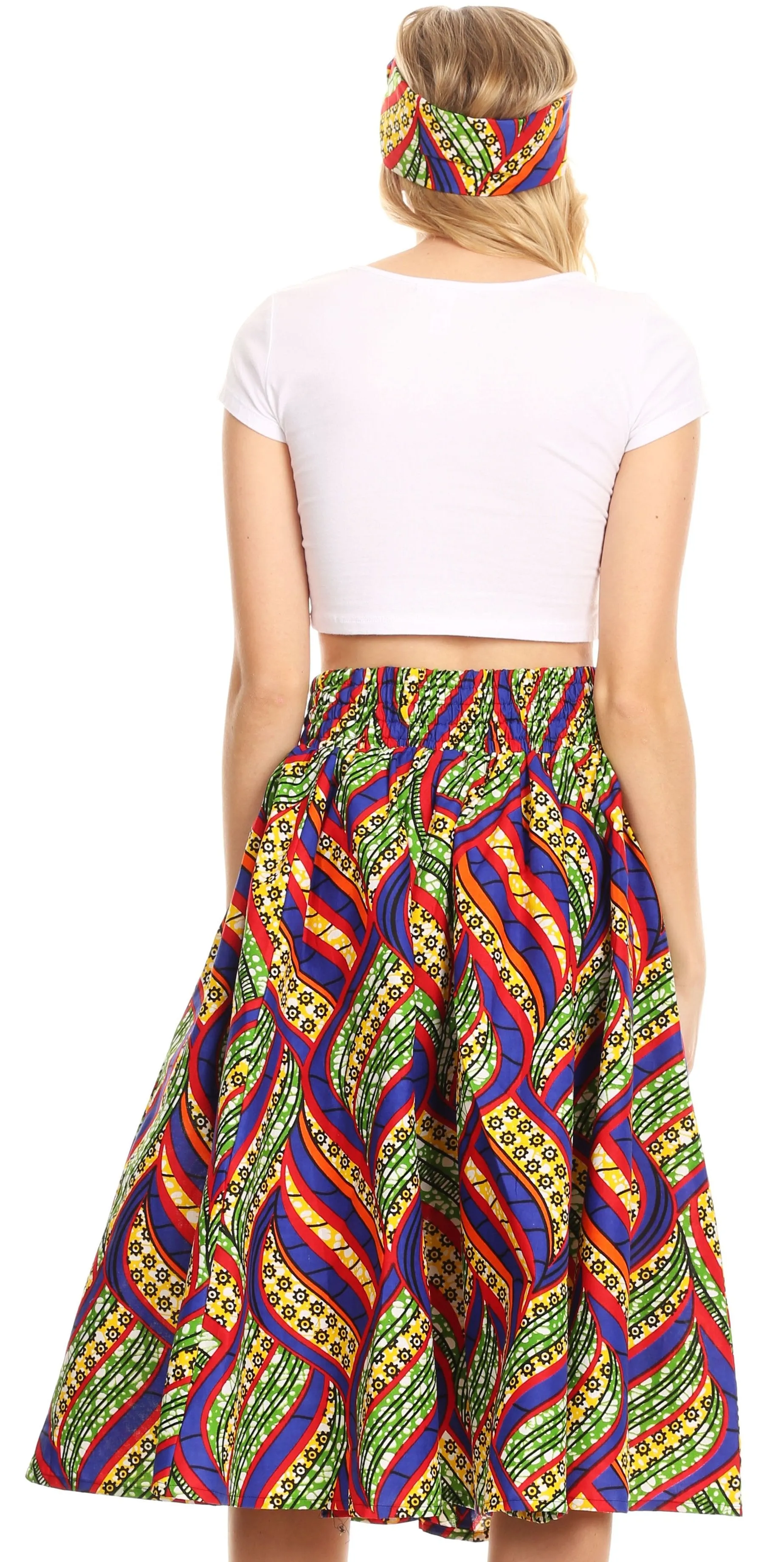 Sakkas African Dutch Ankara Wax Print Full Circle Skirt