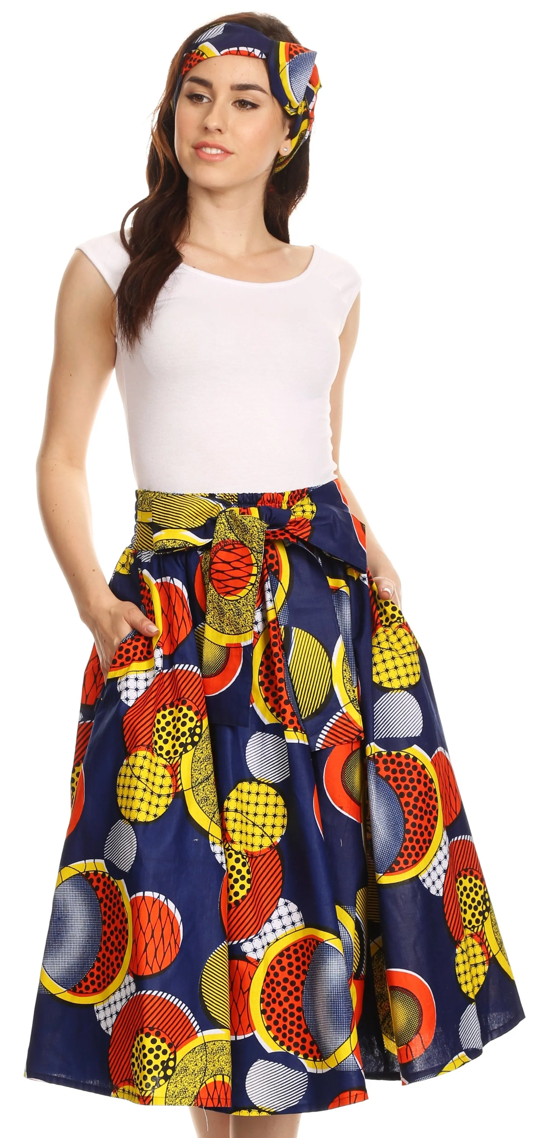 Sakkas African Dutch Ankara Wax Print Full Circle Skirt