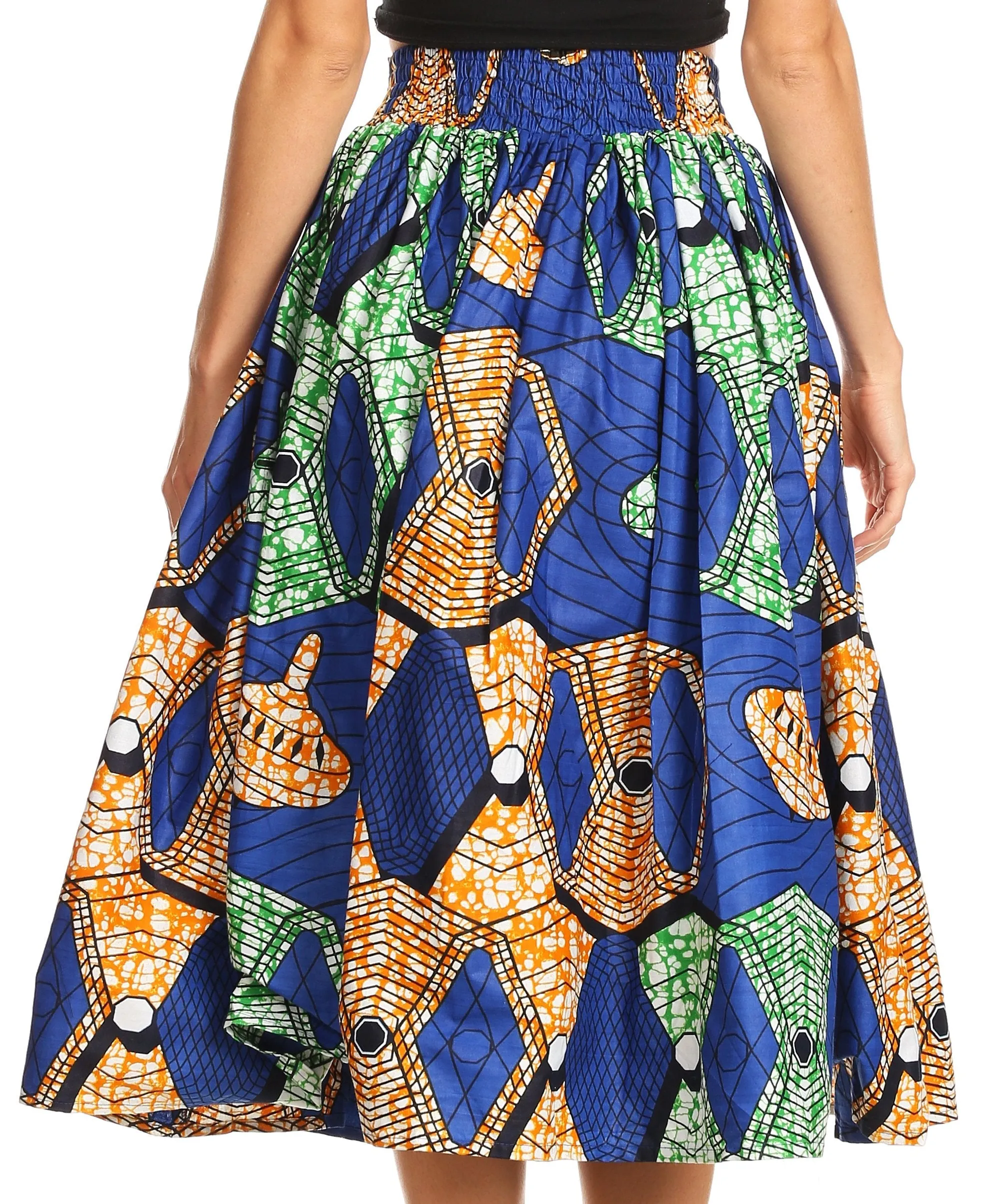 Sakkas African Dutch Ankara Wax Print Full Circle Skirt