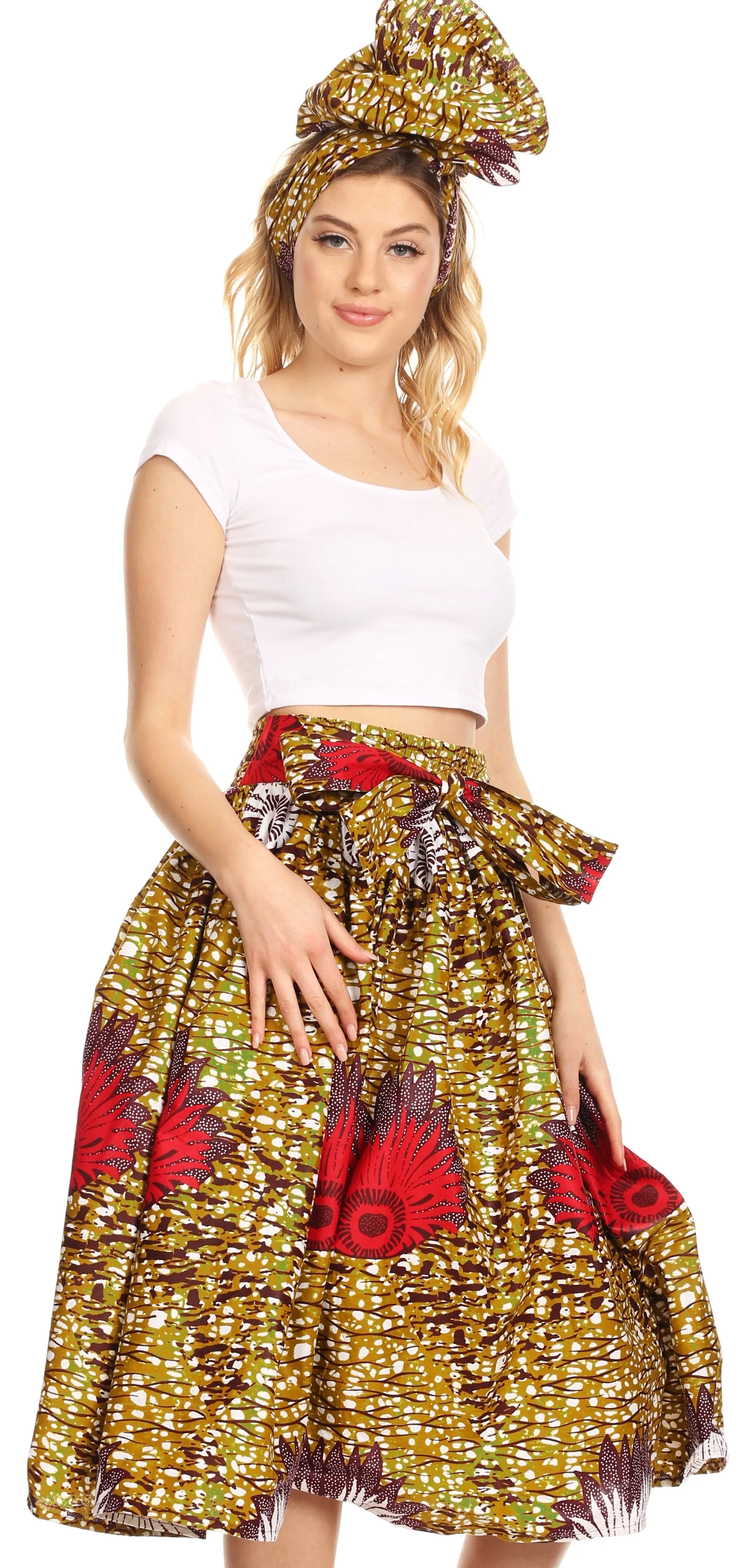 Sakkas African Dutch Ankara Wax Print Full Circle Skirt