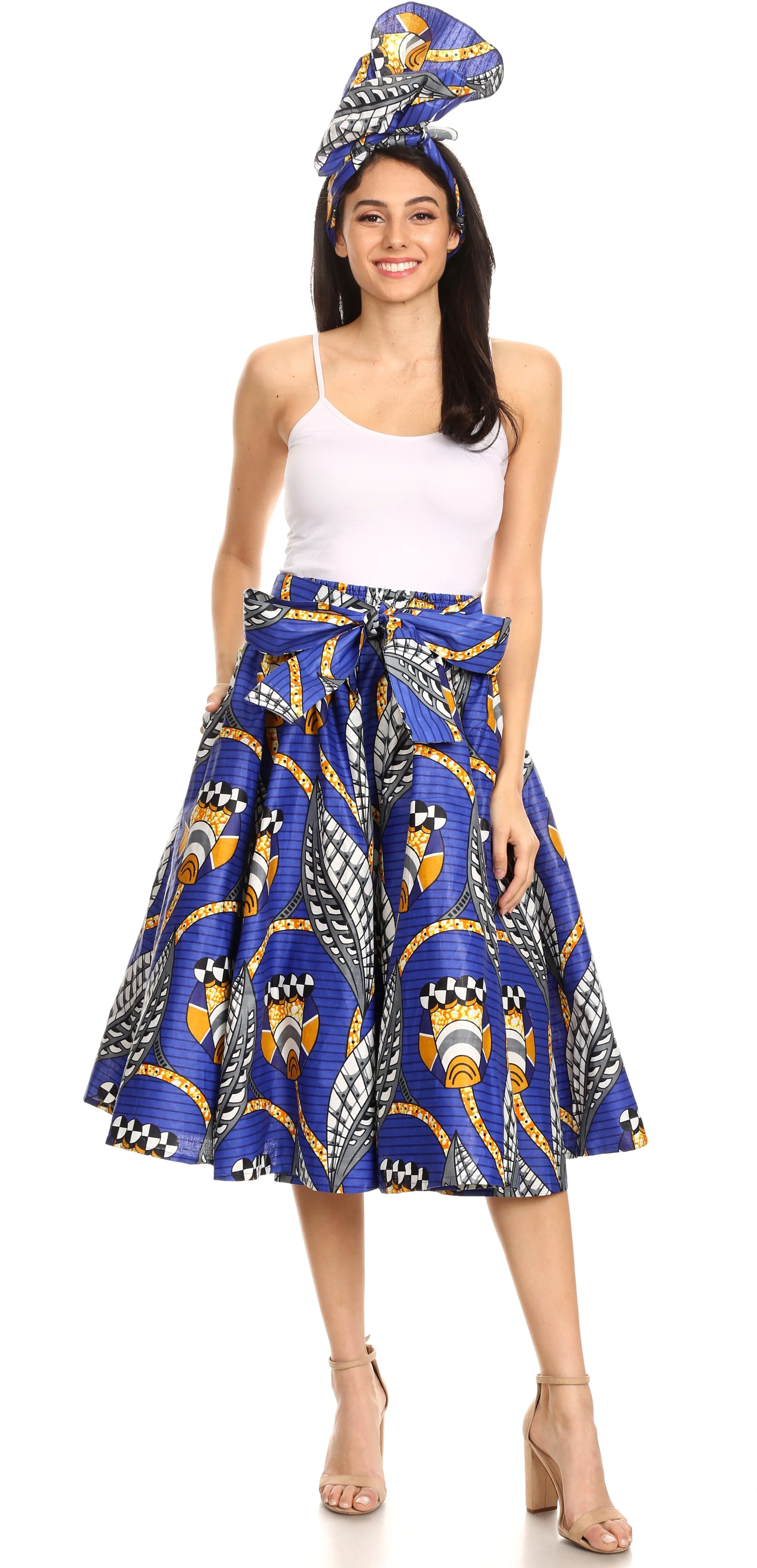 Sakkas African Dutch Ankara Wax Print Full Circle Skirt