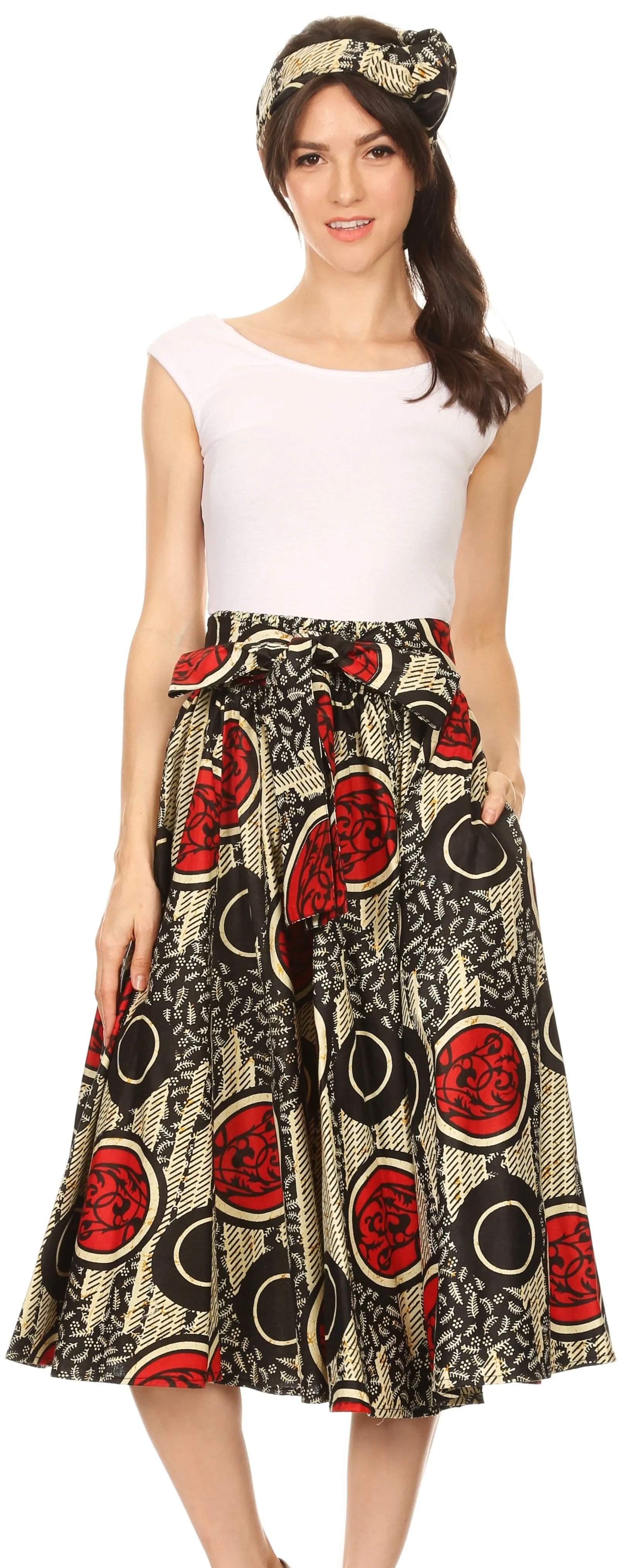 Sakkas African Dutch Ankara Wax Print Full Circle Skirt