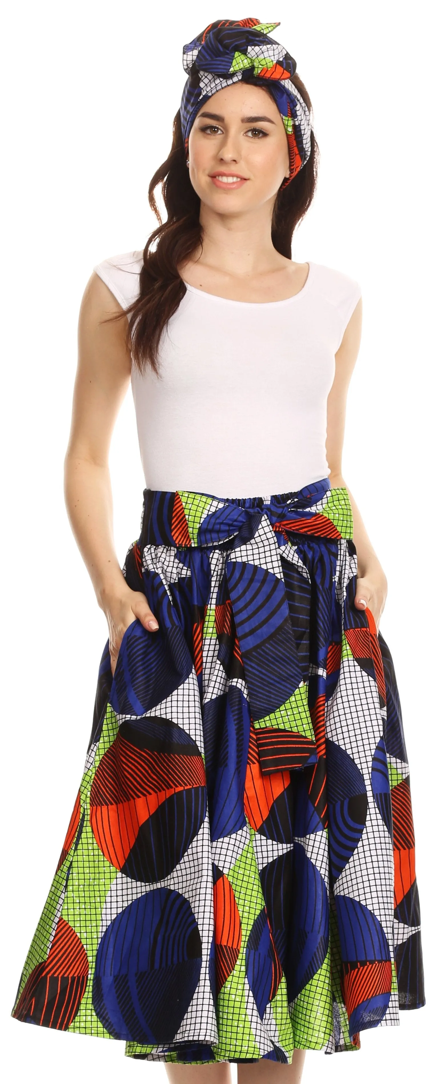 Sakkas African Dutch Ankara Wax Print Full Circle Skirt