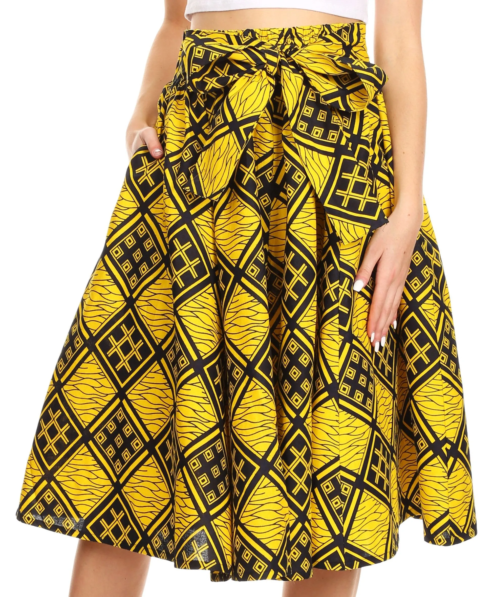 Sakkas African Dutch Ankara Wax Print Full Circle Skirt