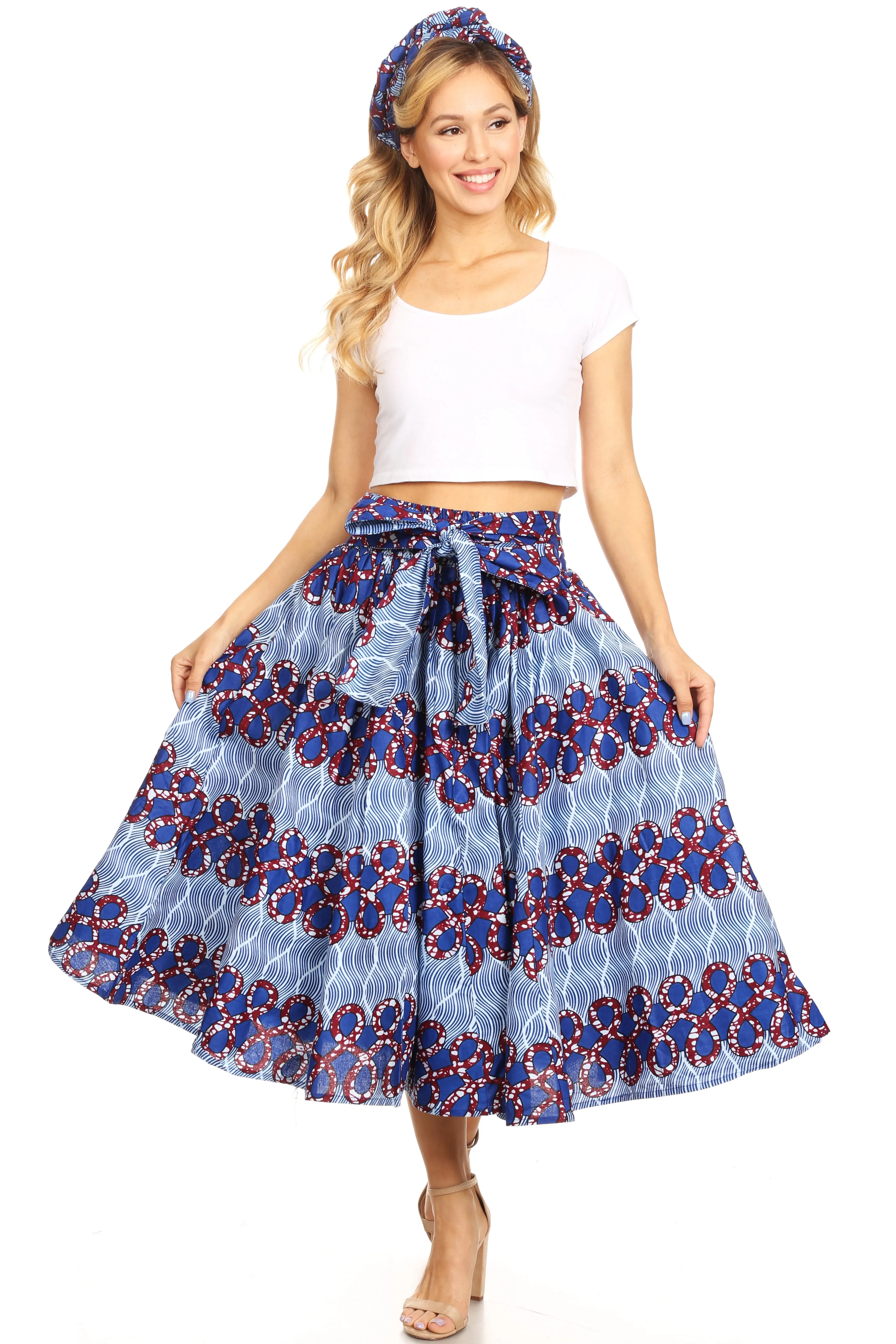 Sakkas African Dutch Ankara Wax Print Full Circle Skirt