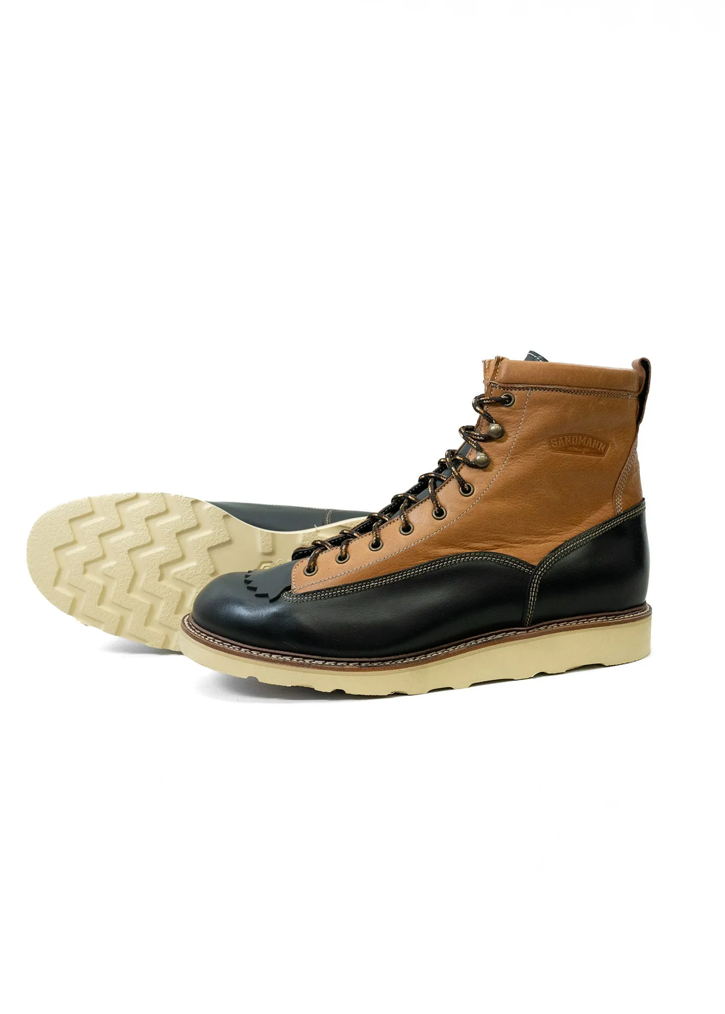 Sandmann Bozeman Boot in Black/Whiskey Cowhide