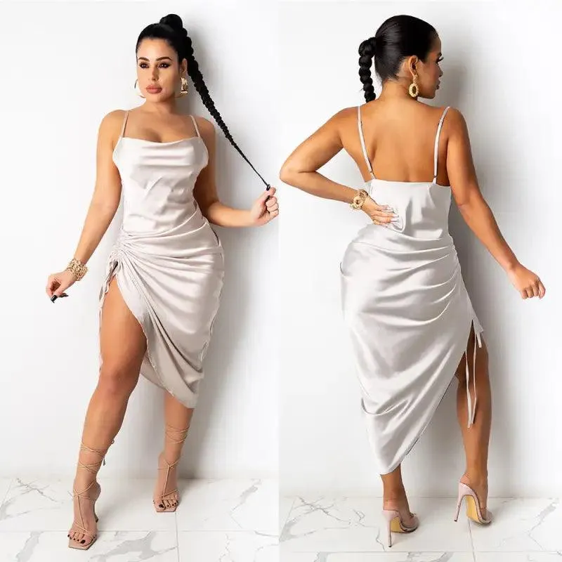 Sexy Trendy Long Skirt, Bandage, Sling Dress, Nightclub Service