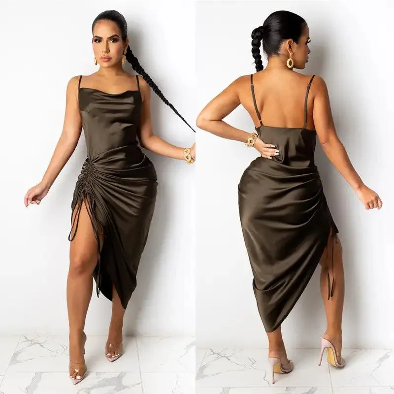 Sexy Trendy Long Skirt, Bandage, Sling Dress, Nightclub Service