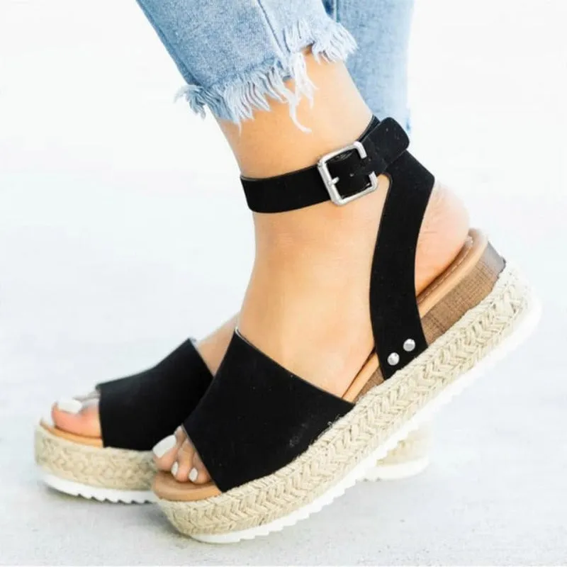 Soft Leather Platform Wedges