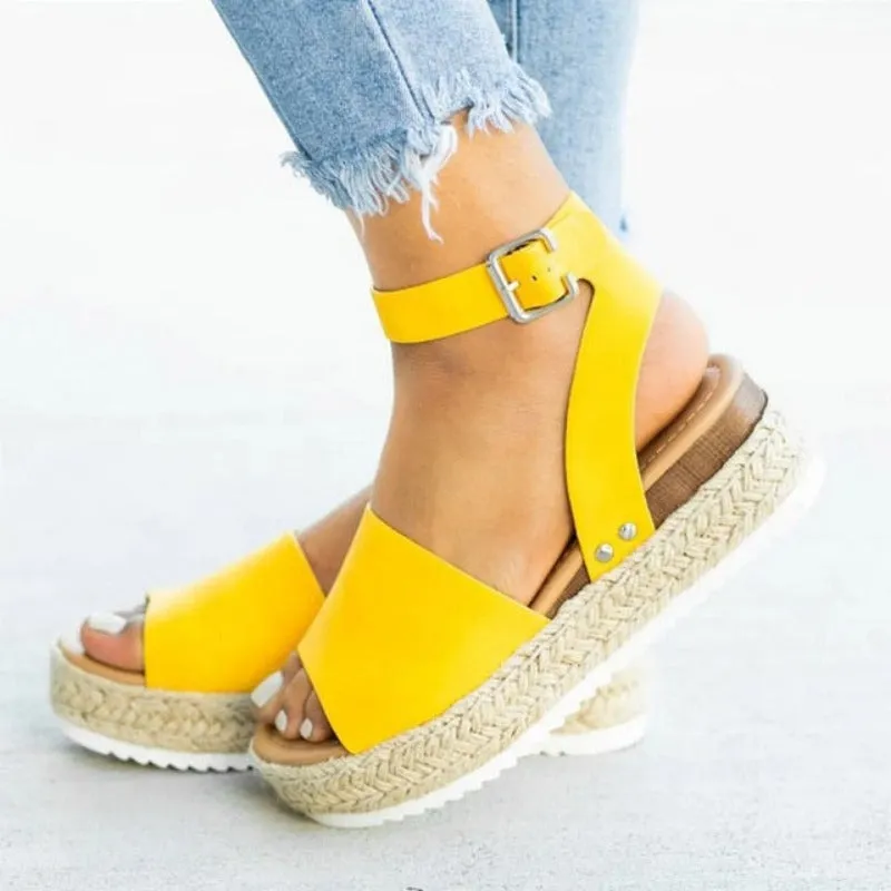 Soft Leather Platform Wedges