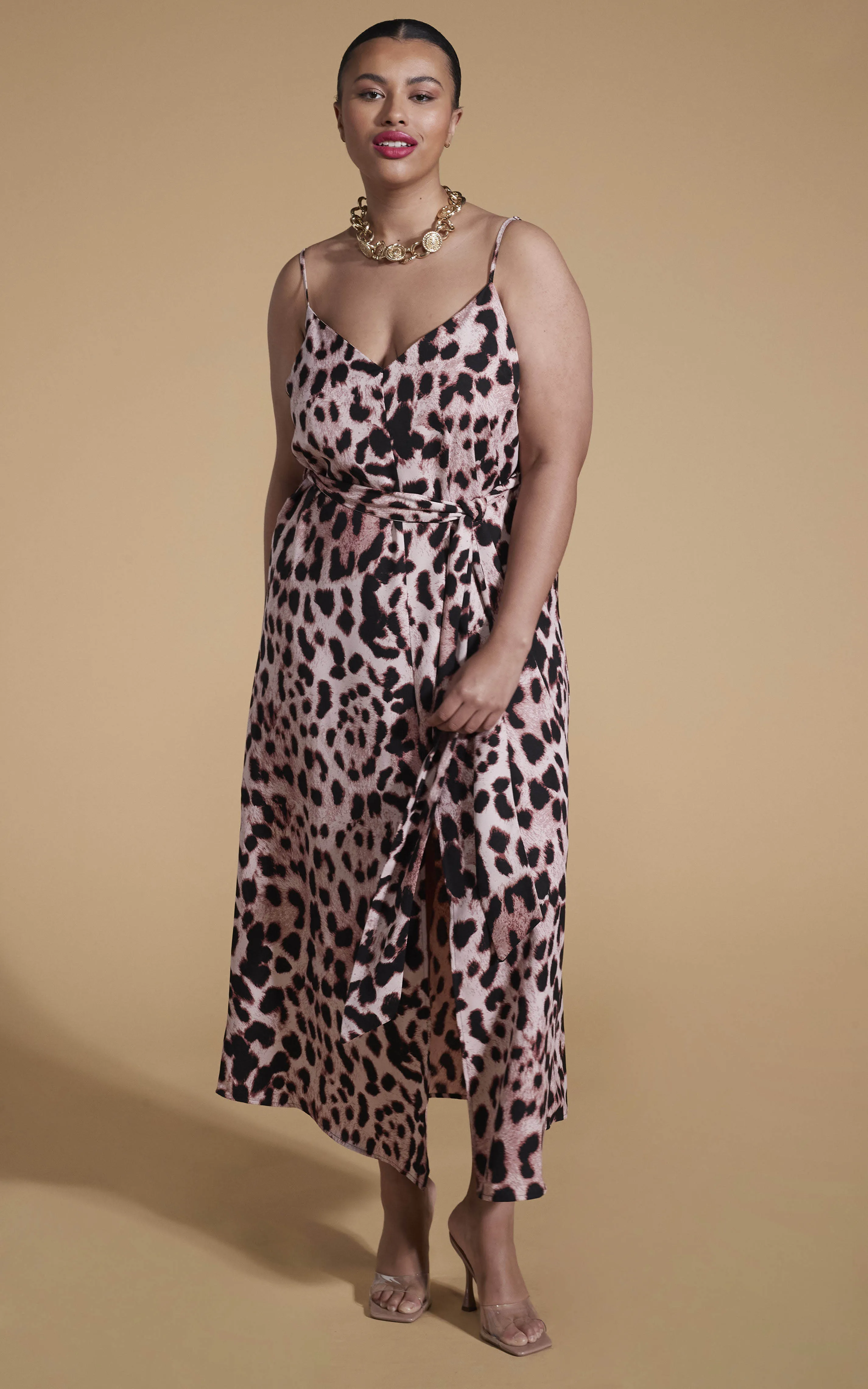 Sookie Slip Dress in Blush Leopard