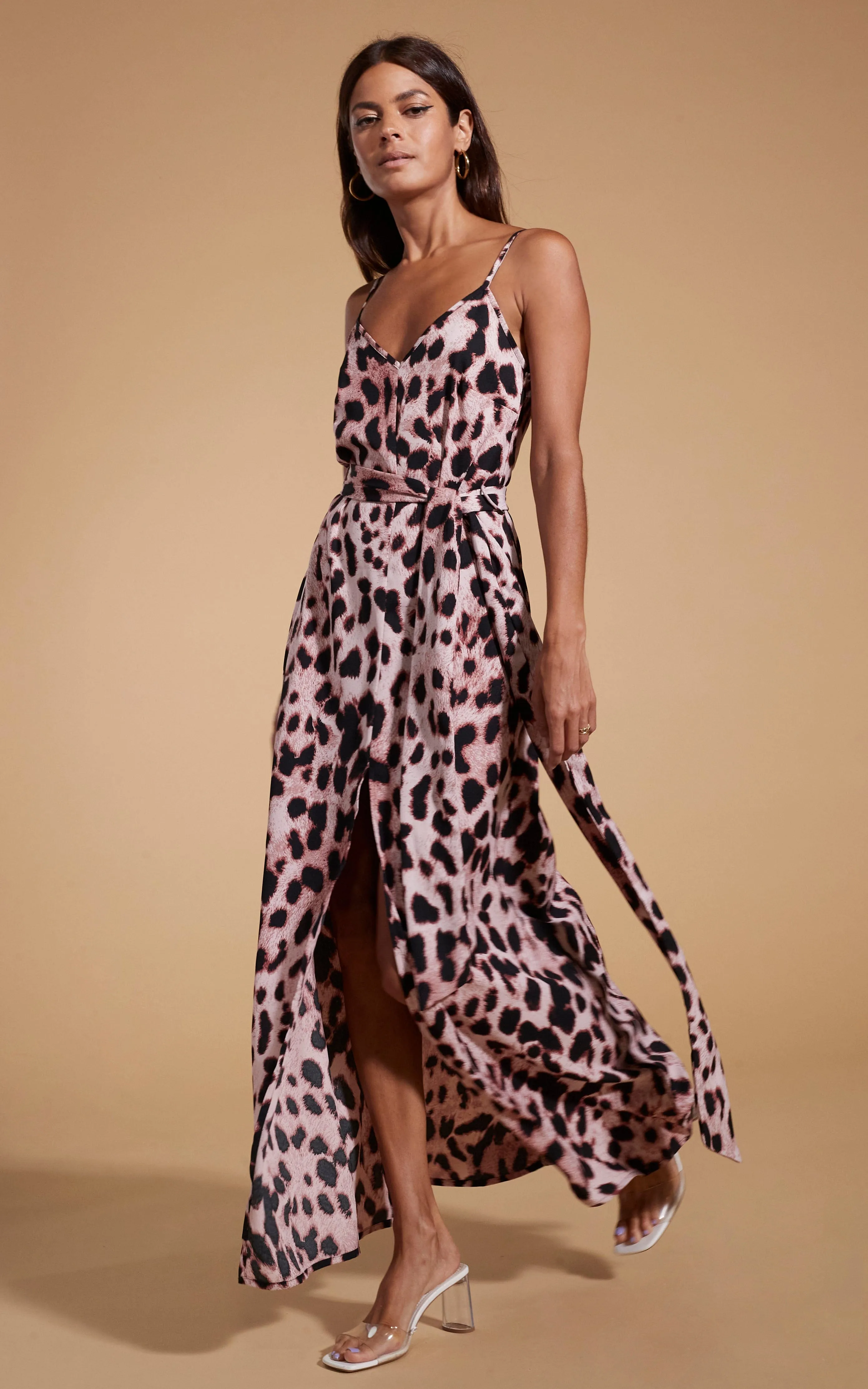 Sookie Slip Dress in Blush Leopard