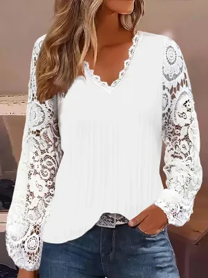 Stylish Plus Size Lace Detail Blouse for Women