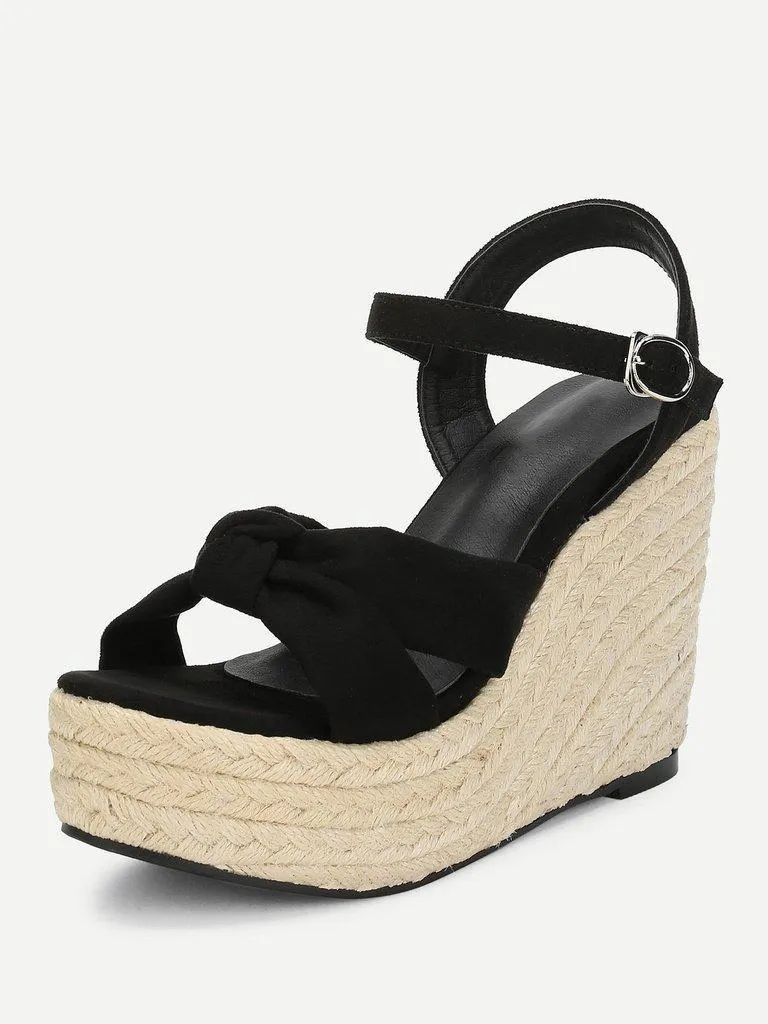 Suede Espadrille Platform Wedge Sandals