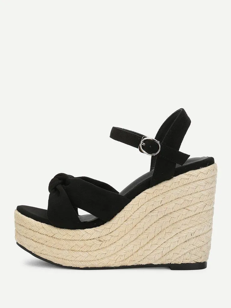 Suede Espadrille Platform Wedge Sandals