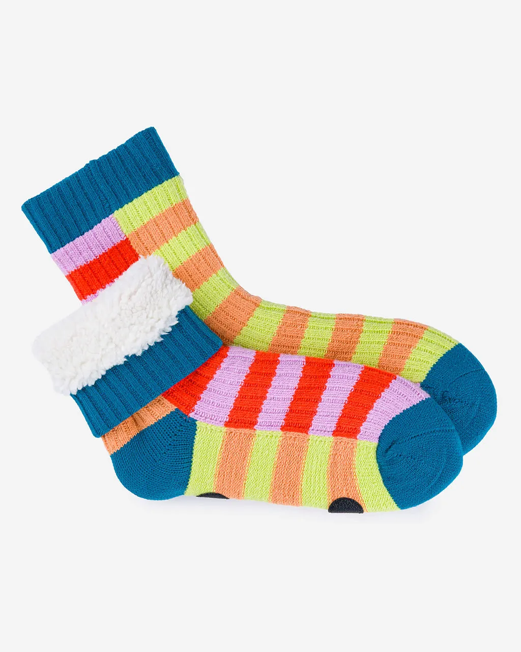 Super Stripe House Socks - Poppy   Lilac