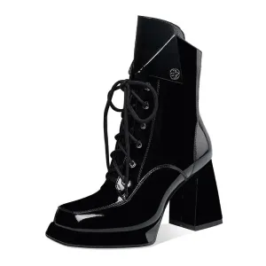 TEEK - Genuine Patent Leather Chunky Platform Boots