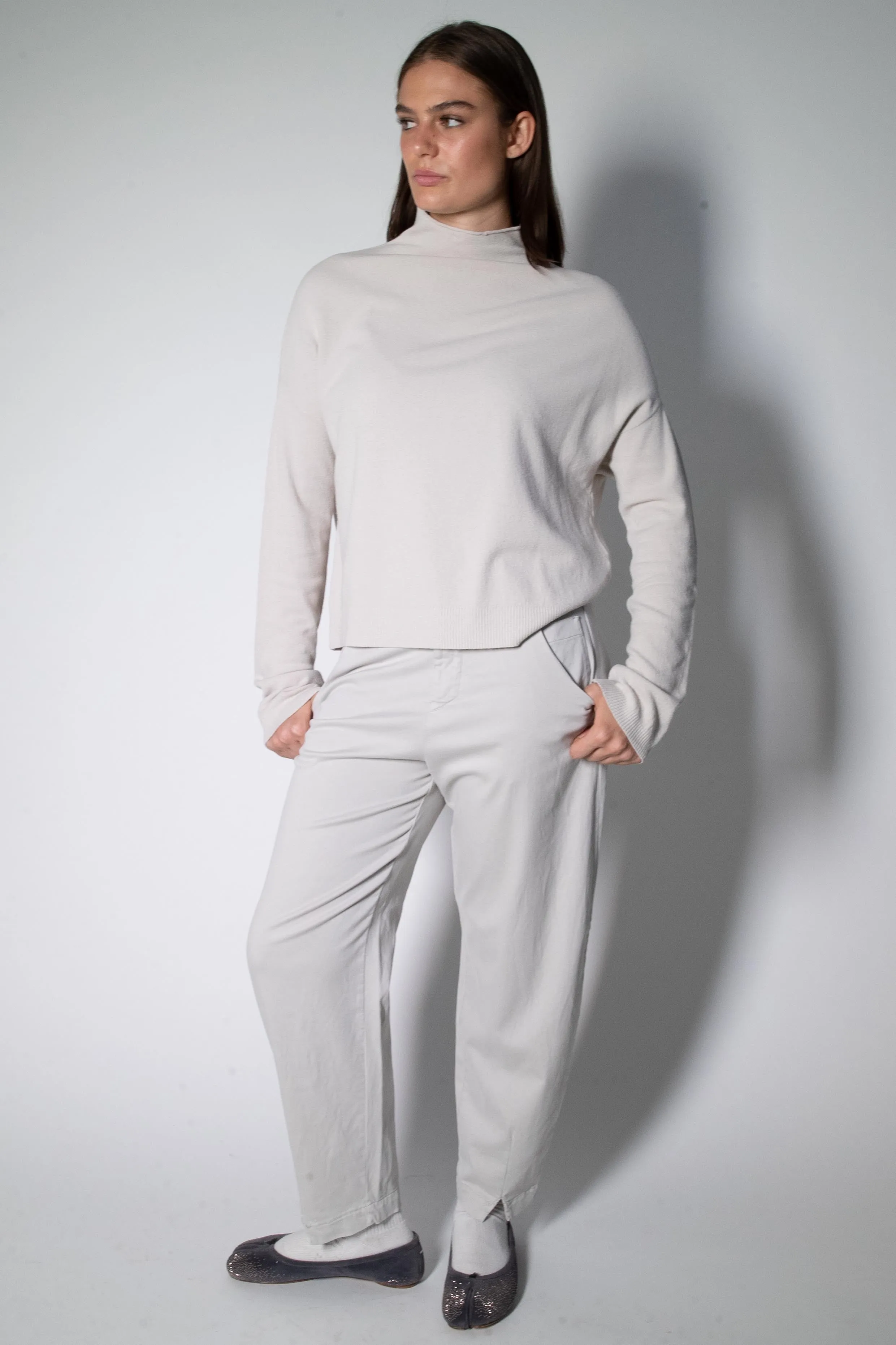 Transit Par Such Funnel Neck Knit in Pearl