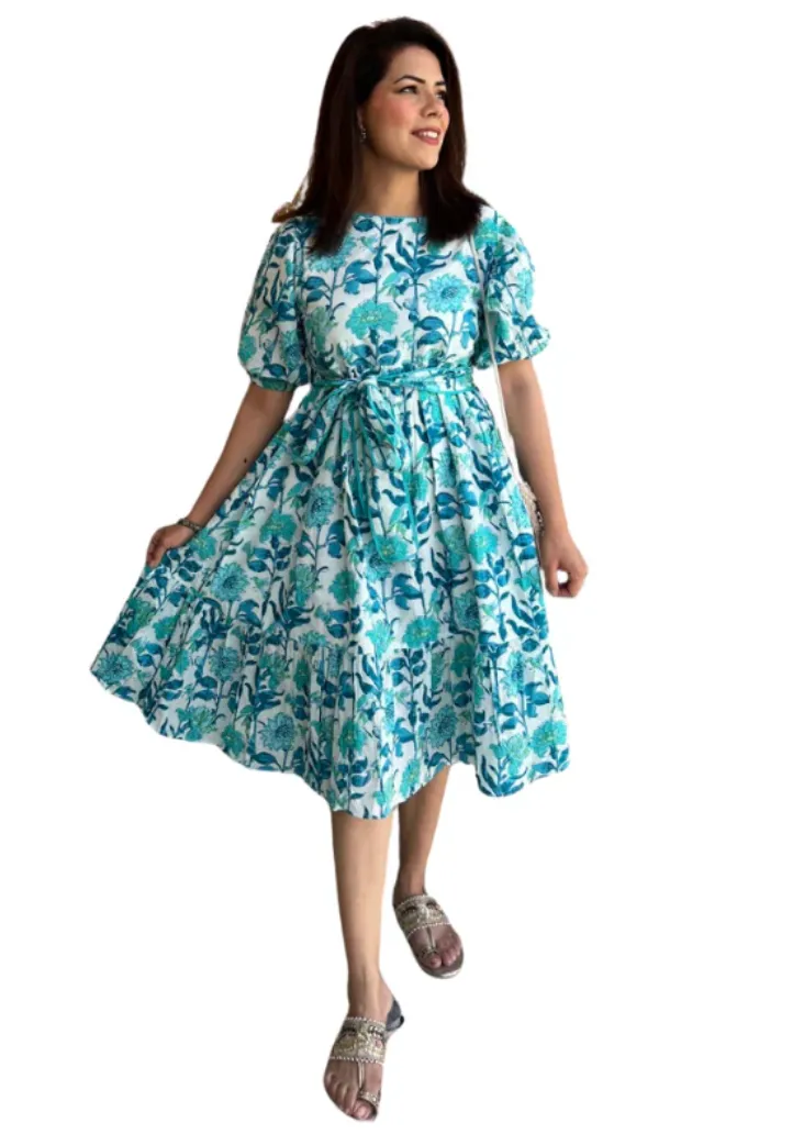 Turquoise Flowers Dress