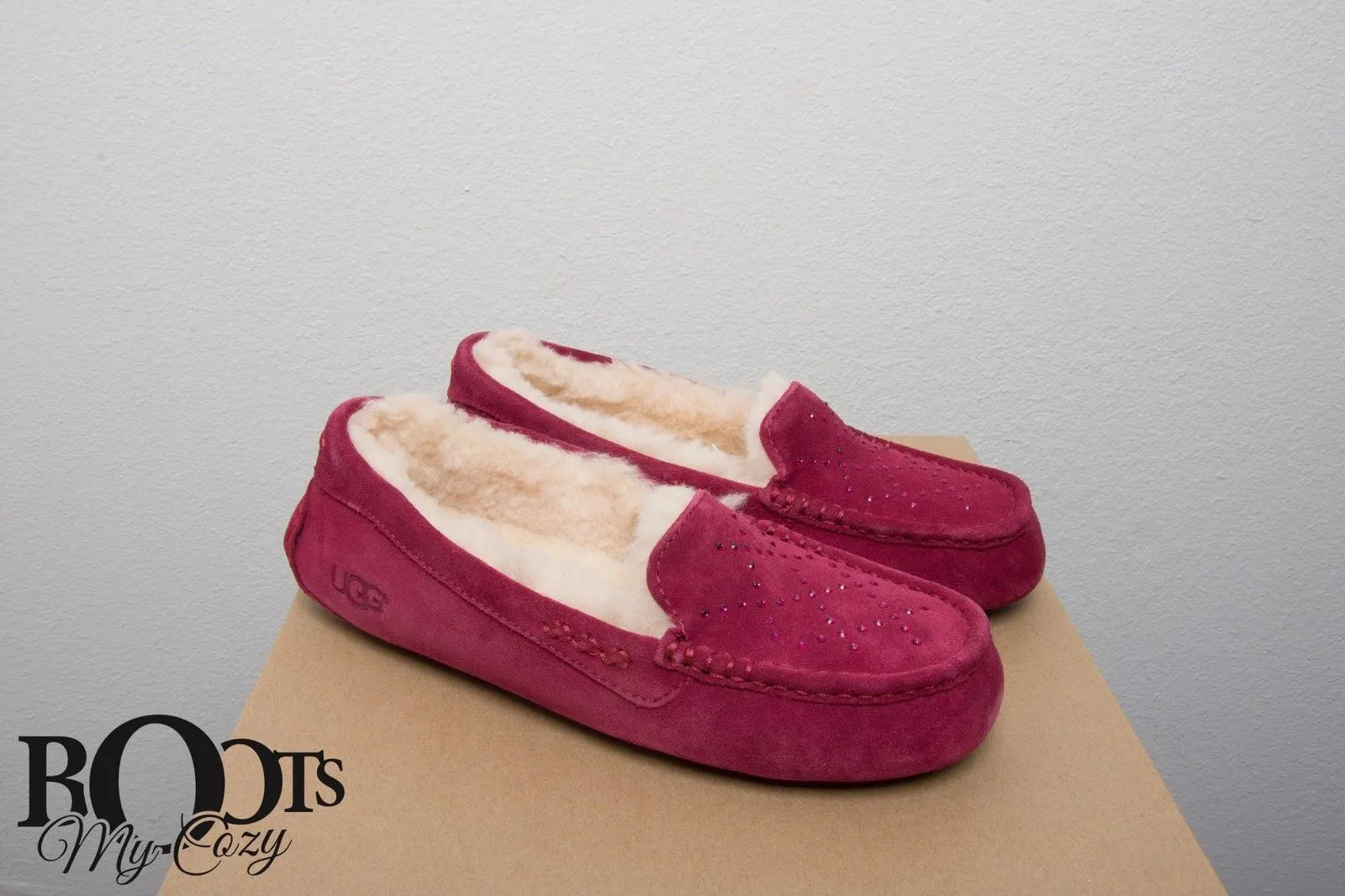 UGG Ansley Crystal Diamond Oxblood Red Slippers