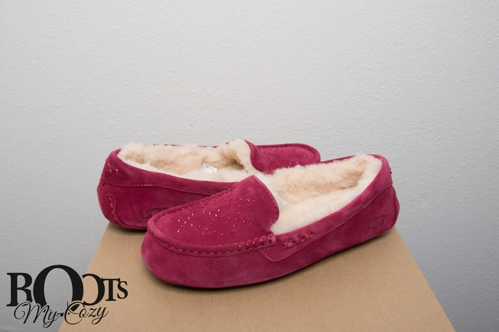 UGG Ansley Crystal Diamond Oxblood Red Slippers