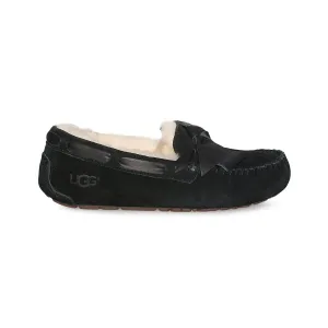 UGG Dakota Leather Bow Black Slippers - Women's