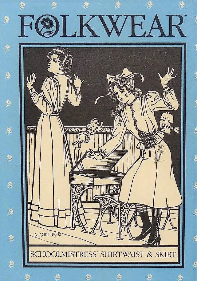 VINTAGE Folkwear 216 Pattern Schoolmistress Shirtwaist and Skirt Pattern Great Costume for Victorian Steampunk, Wild West Costume UNCUT