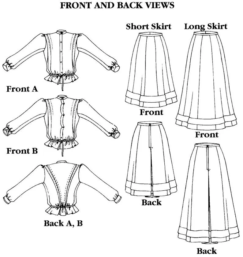 VINTAGE Folkwear 216 Pattern Schoolmistress Shirtwaist and Skirt Pattern Great Costume for Victorian Steampunk, Wild West Costume UNCUT