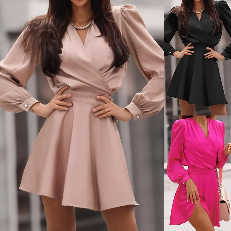 Women's autumn and winter new fashion slim waist dress women