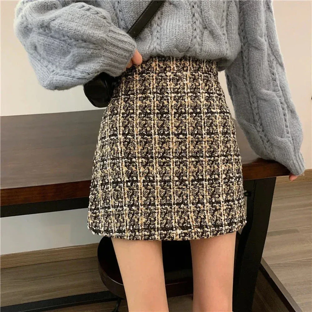 Womens Fall and Winter Plaid Skirt