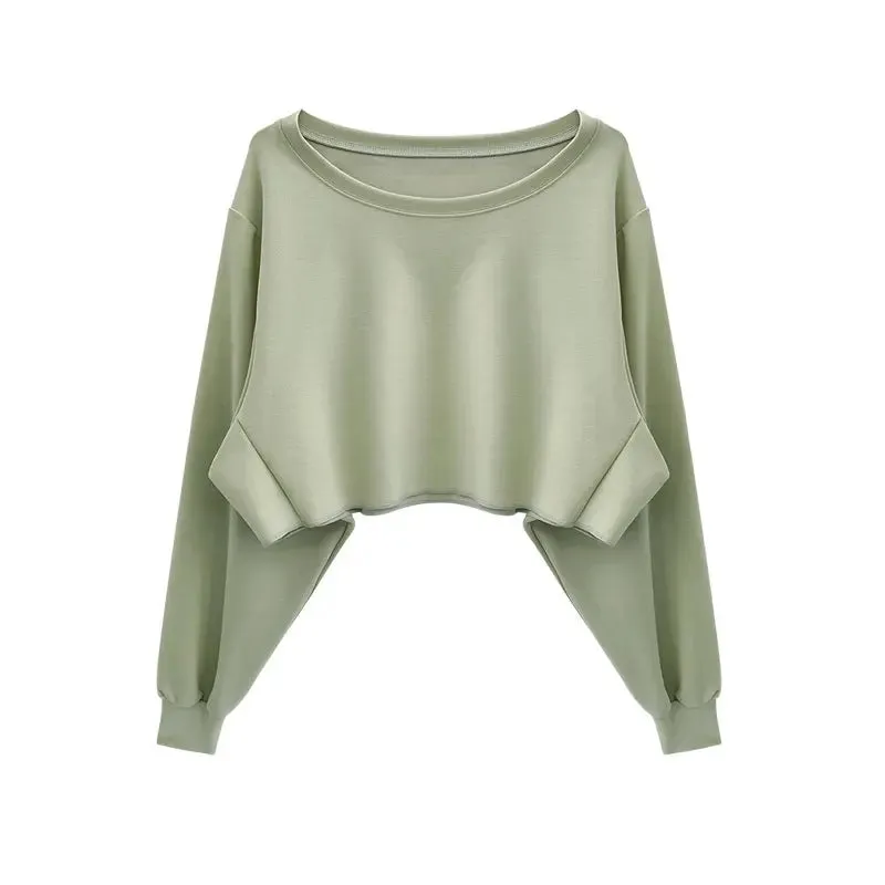 Women's Fashion Round Neck Workout Sweatshirt for Summer