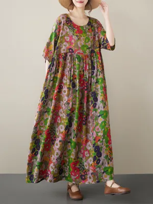 Women's Summer Loose Floral Fantasy Smock Dress