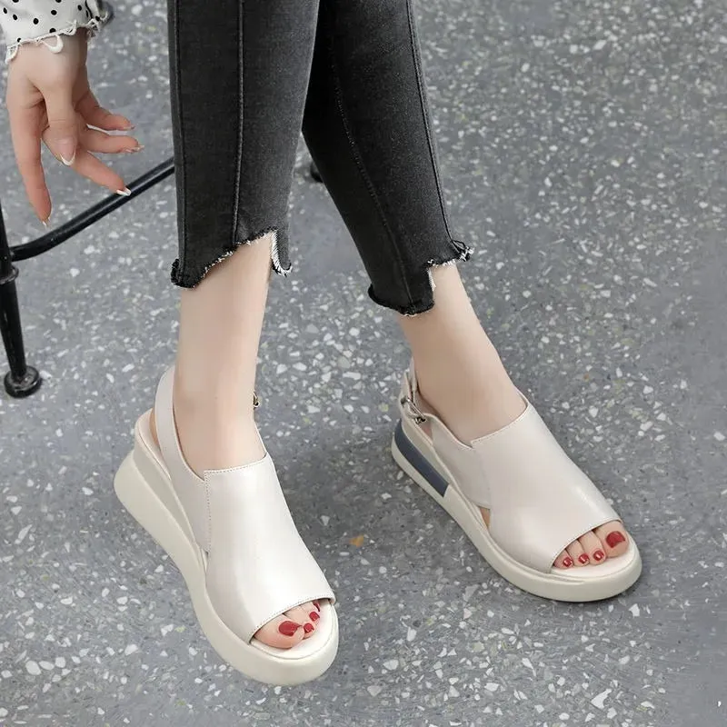 Women's Wedge Platform Sandals 2024 Summer New Fashion Retro Rome Beach Shoes Ladies Casual Peep Toe Soft Comfortable Slippers