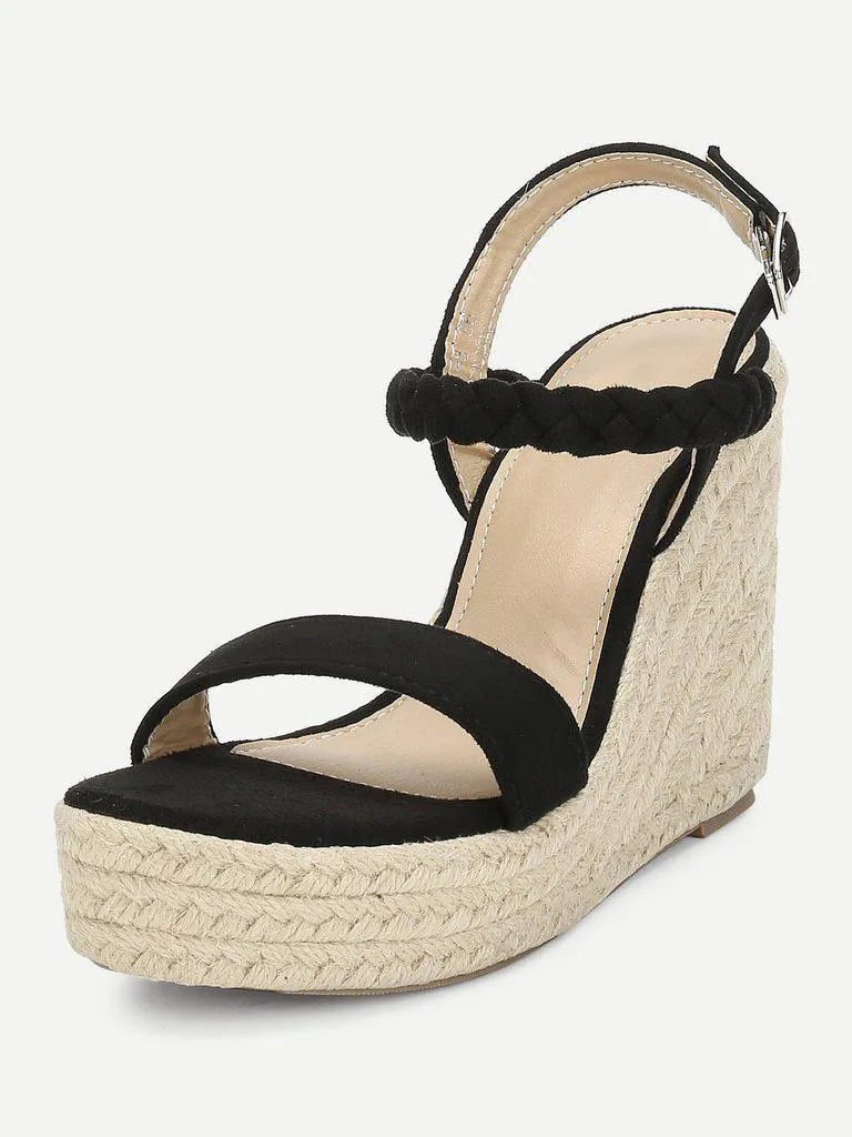 Woven Strap Platform Wedge Sandals