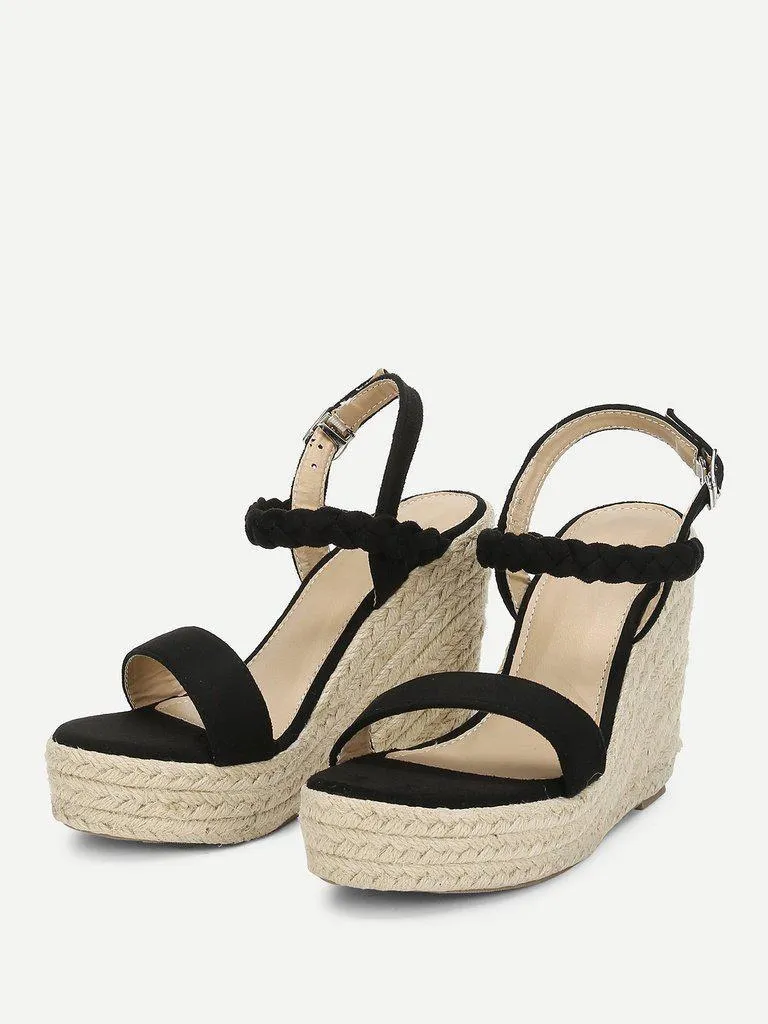 Woven Strap Platform Wedge Sandals