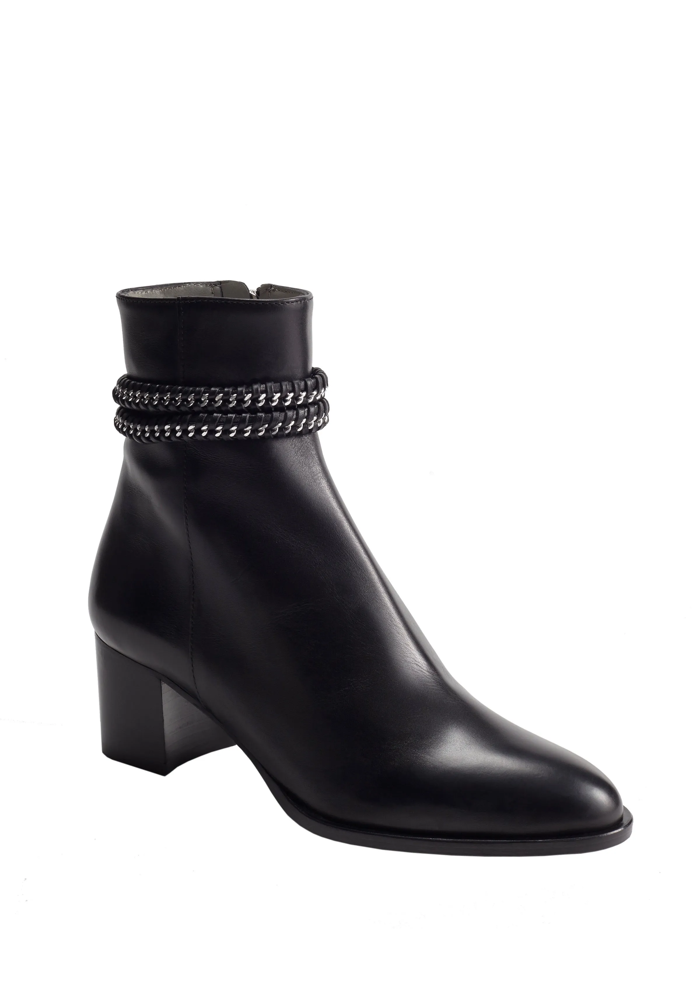 YANA BLACK LEATHER CHAIN BOOTIES